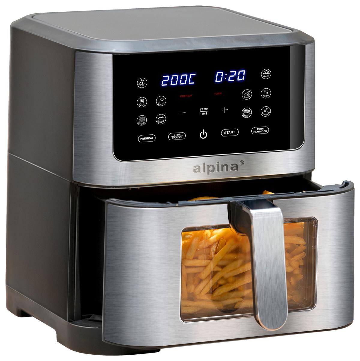 Heißluftfritteuse Alpina Schwarz/Silber max. 1800Watt - Silberfarben/Schwarz, Basics, Kunststoff/Metall (38/29,5/36,5cm) - Alpina 6287