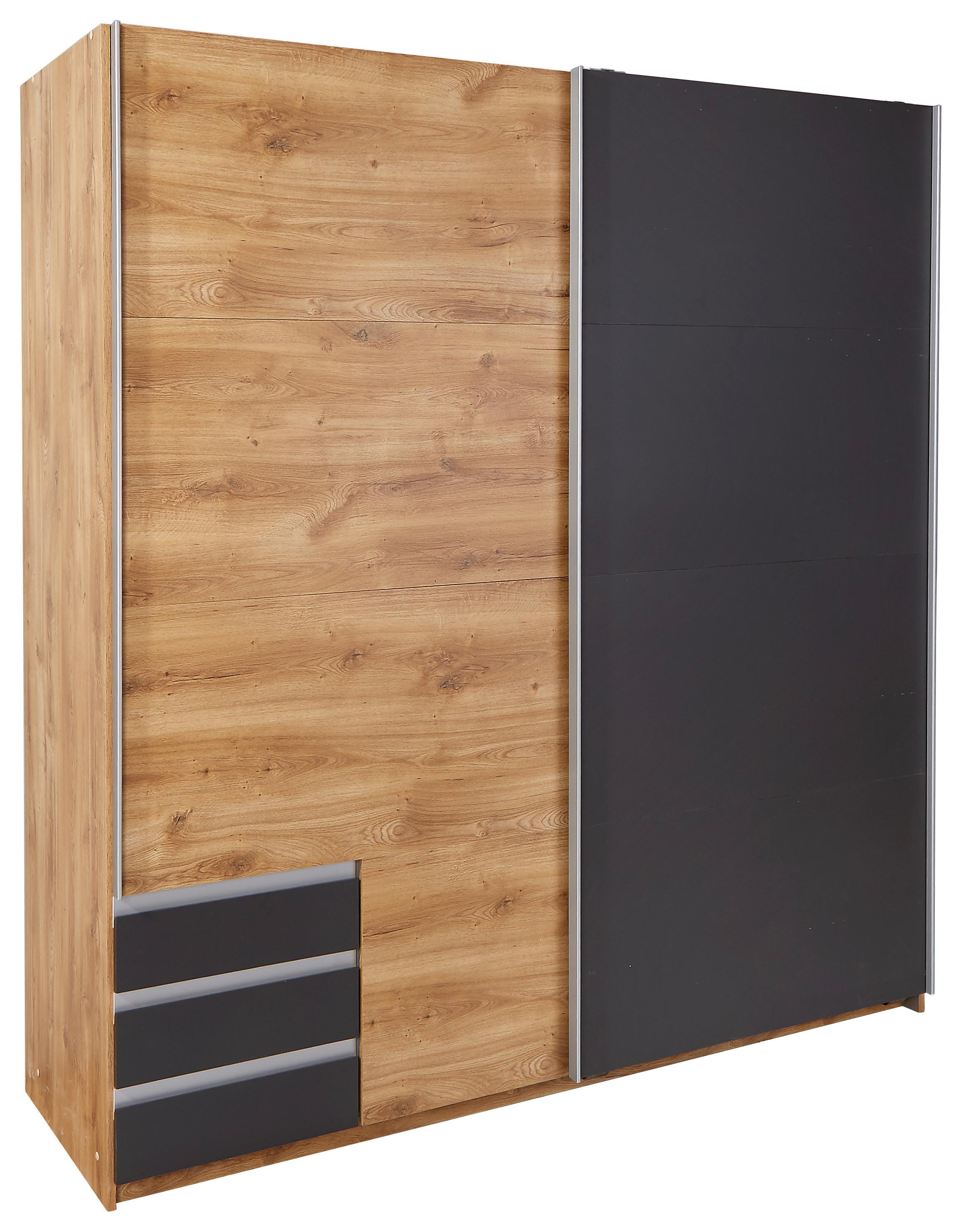 DULAP USI ROTATIVE EMDEN - culoare lemn stejar/grafit, Modern, material pe bază de lemn (180/198/64cm)