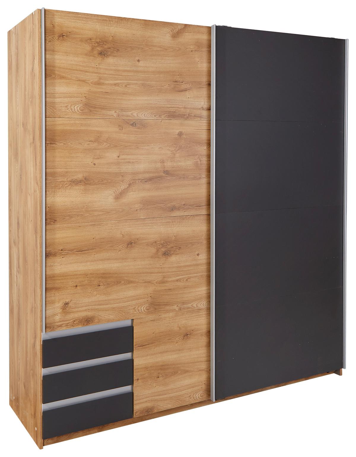 DULAP USI ROTATIVE EMDEN - culoare lemn stejar/grafit, Modern, material pe bază de lemn (180/198/64cm)