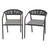 SET TUINSTOELEN BENICIO - Donkergrijs/Grijs, Modern, Kunststof/Textiel (56/80/64cm) - Bessagi Garden