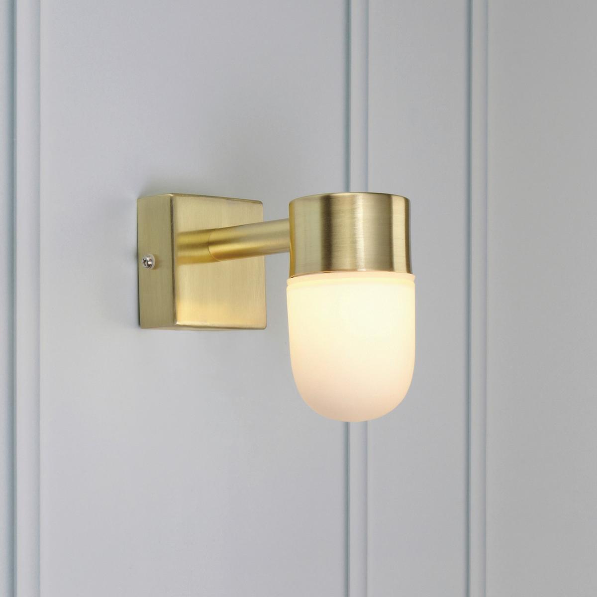 Wandleuchte Menton max. 18 Watt - Messingfarben/Weiß, Basics (14/6,5/12cm) - Markslöjd