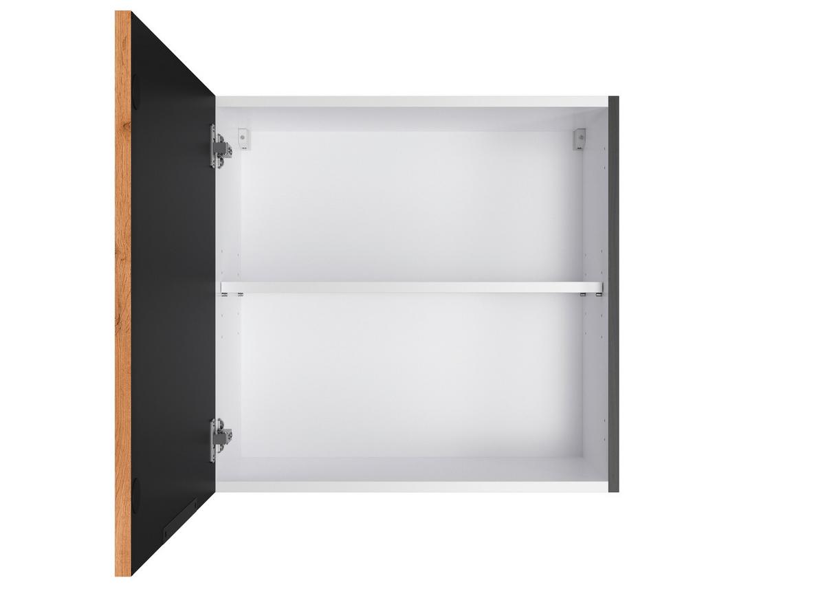 Küchenoberschrank Liverpool H1 Eiche/Graphitfarben - Eiche Wotan/Schwarz, Basics, Holzwerkstoff/Metall (60/57/34cm) - Held