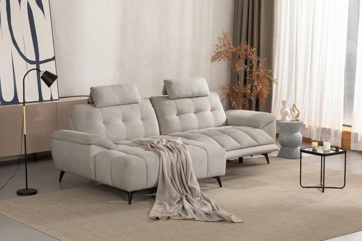 Wohnlandschaft Venice Weiß - Schwarz/Weiß, MODERN, Holz/Textil (156/268cm) - Premium Living