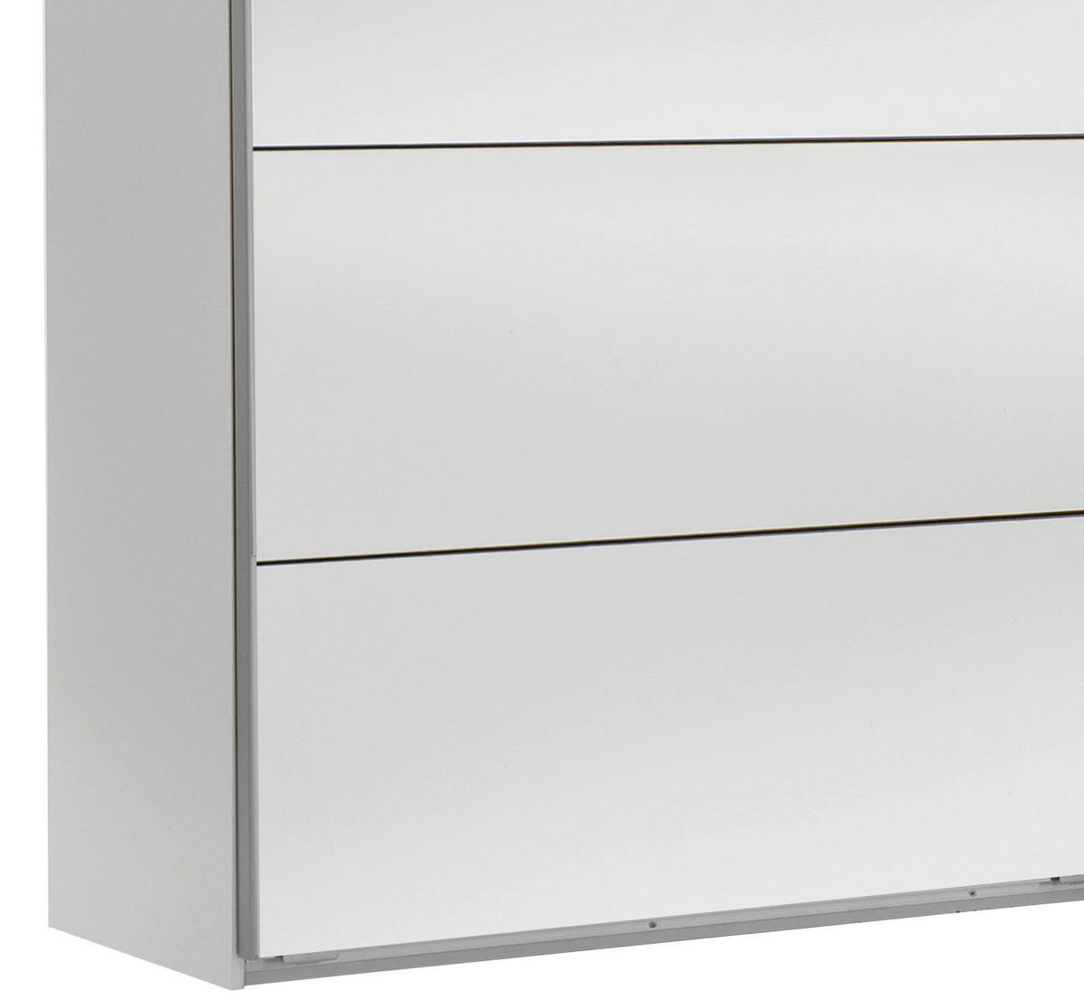 Omara Z Drsnimi Vrati Ernie, Bela, Z Ogledalom - bela/barve aluminija, Moderno, kovina/steklo (225/210/65cm) - MID.YOU