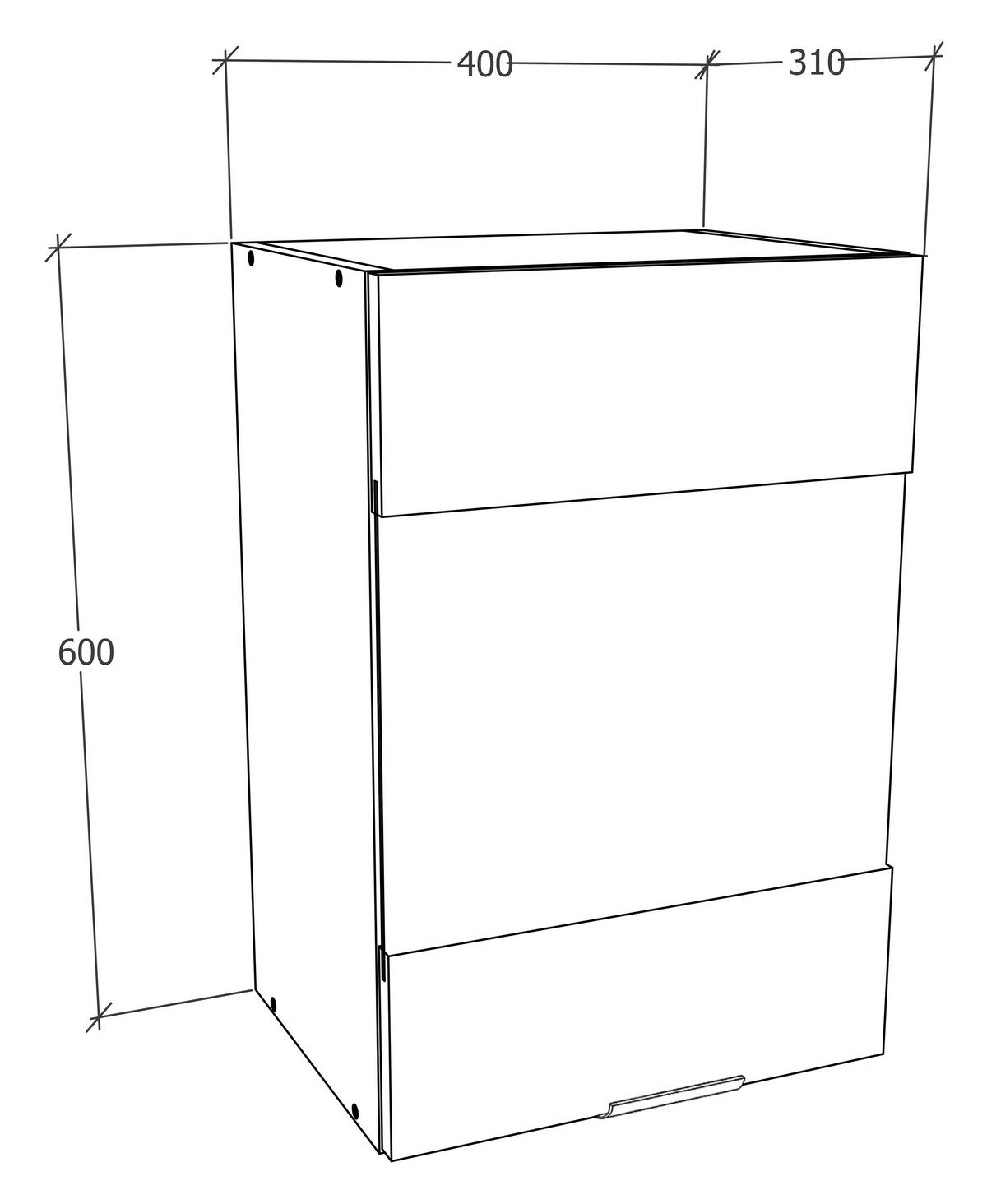 Kuhinjska Zgornja Omarica Fasola, Bela, Š 40cm - črna/bela, Trend, umetna masa/steklo (40/60/31cm) - MID.YOU