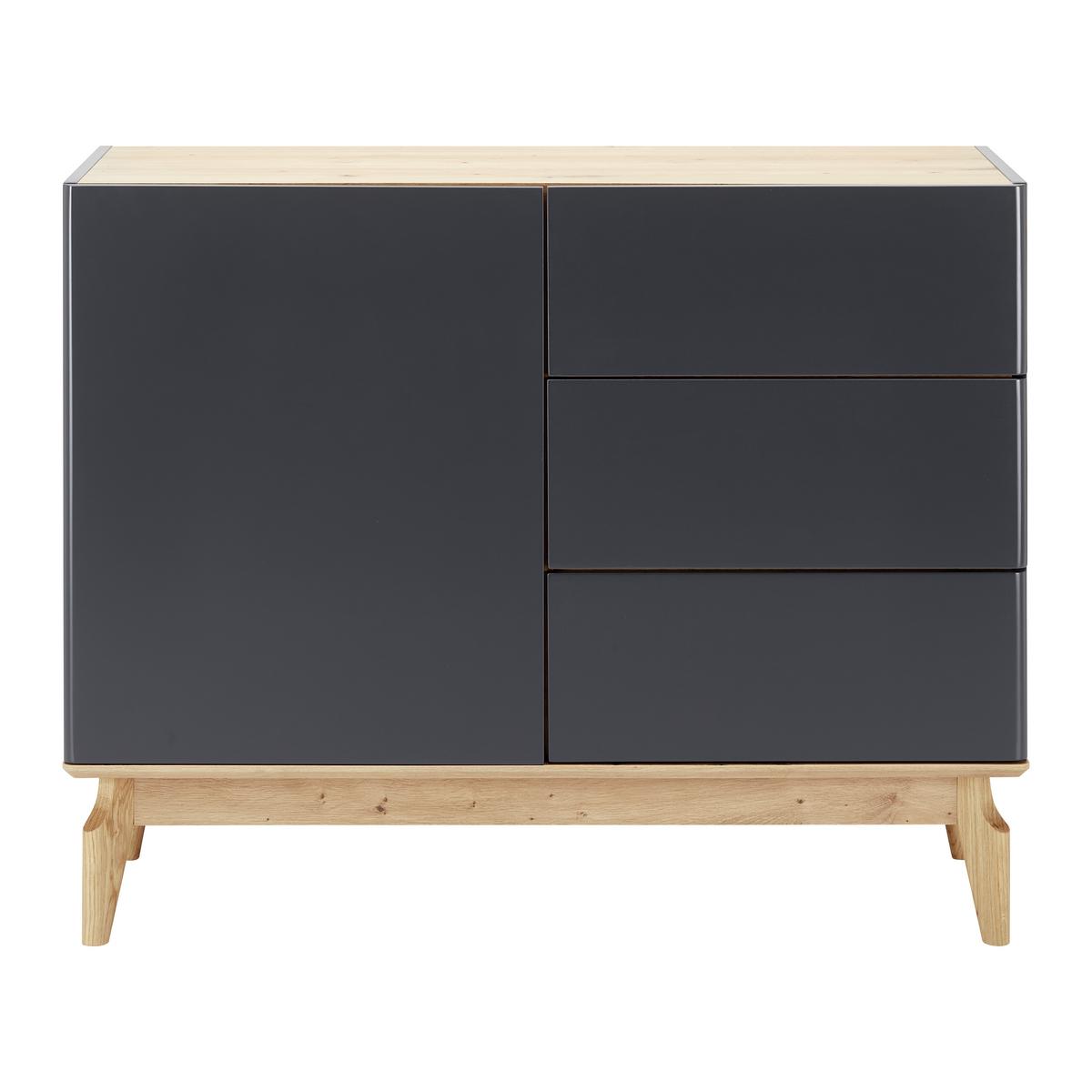 Sideboard Fosco Grau/Eichefarben Echtholz - Eichefarben/Grau, MODERN, Holz (100/80/40cm) - Bessagi Home