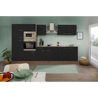 Küchenzeile mit Geräten Eiche farben/Schwarz B: ca. 330 cm - Edelstahlfarben/Eichefarben, Design, Holzwerkstoff/Metall (330cm) - Respekta