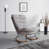 Schaukelsessel Devin Hellgrau Webstoff - Hellgrau/Naturfarben, MODERN, Holz/Textil (71/100/103cm) - Bessagi Home