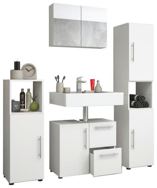 Badezimmer Flandu 4-tlg. ca. 120 cm Weiß - Weiß, KONVENTIONELL, Holzwerkstoff (120cm) - MID.YOU