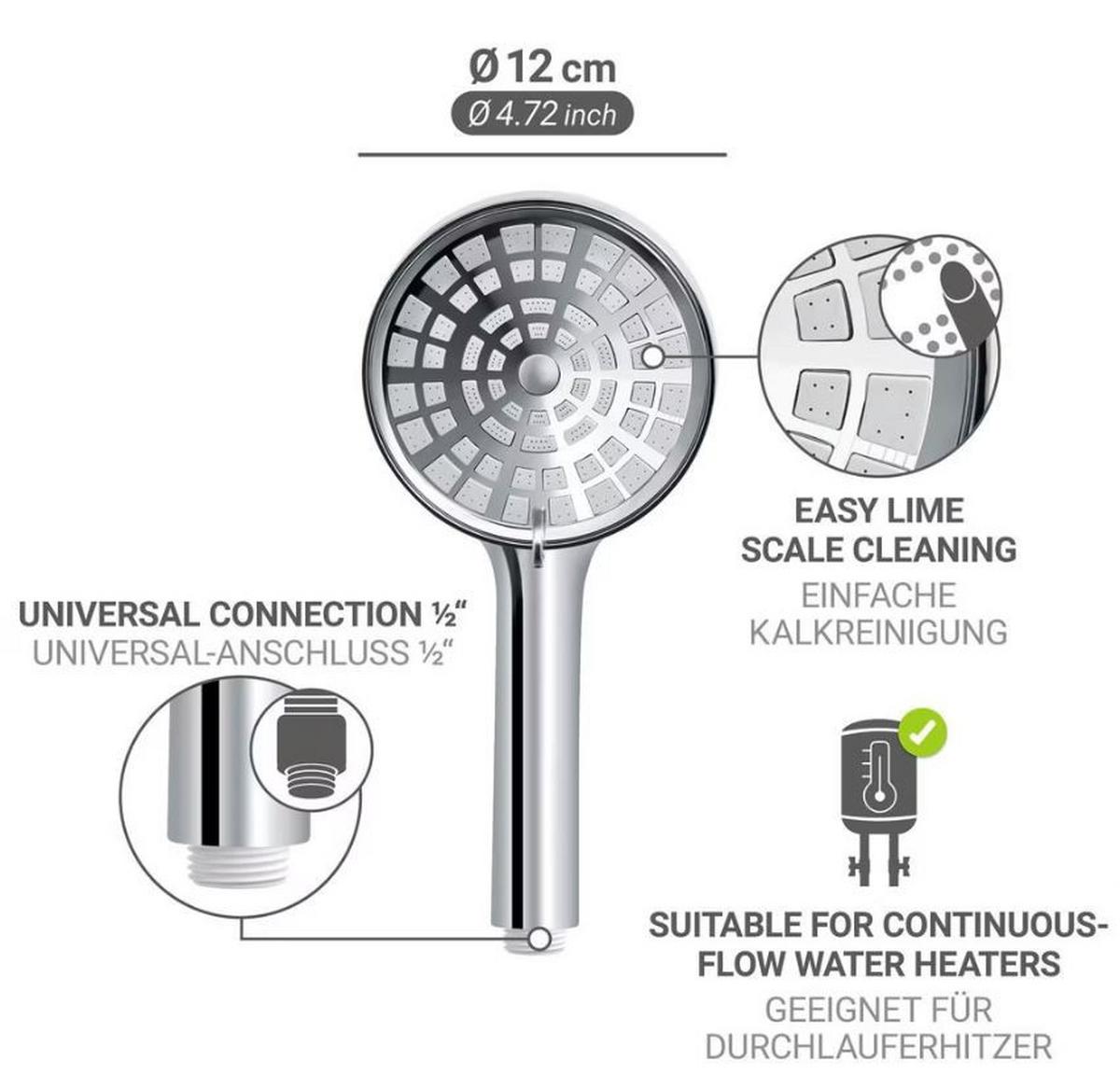 Pară de duș Longhair - Basics (12/0/12cm) - Wenko