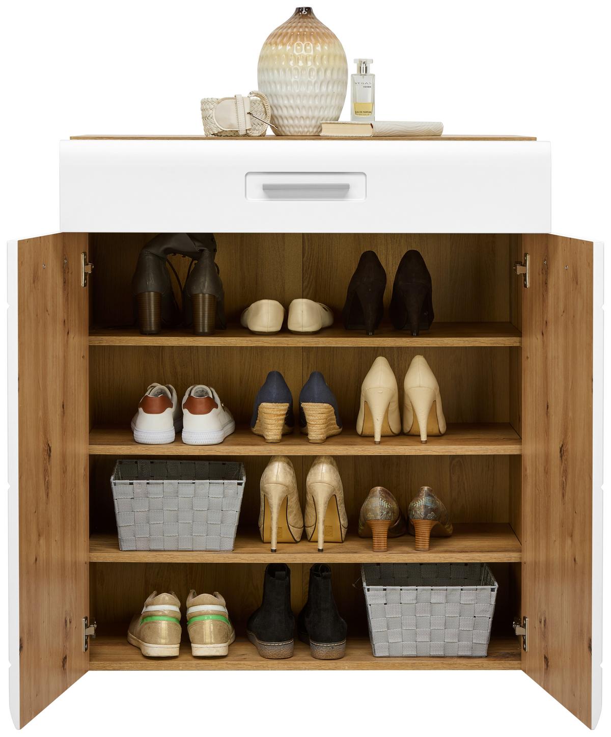 Comodă Auris - alb/culoare lemn stejar, Modern (85/99,6/37,1cm) - Modern Living