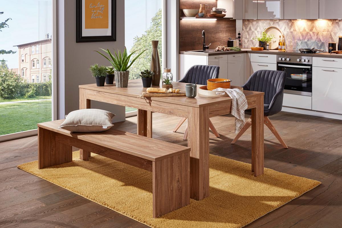 Sitzbank in Eichefarben - Chromfarben/Eichefarben, Modern, Holzwerkstoff/Kunststoff (160/45/37cm) - Mömax