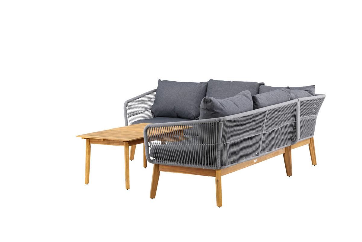 Loungegarnitur Chania ca. 210x160 Dunkelgrau - Dunkelgrau/Grau, KONVENTIONELL, Holz/Kunststoff (210/160cm) - Gardenson