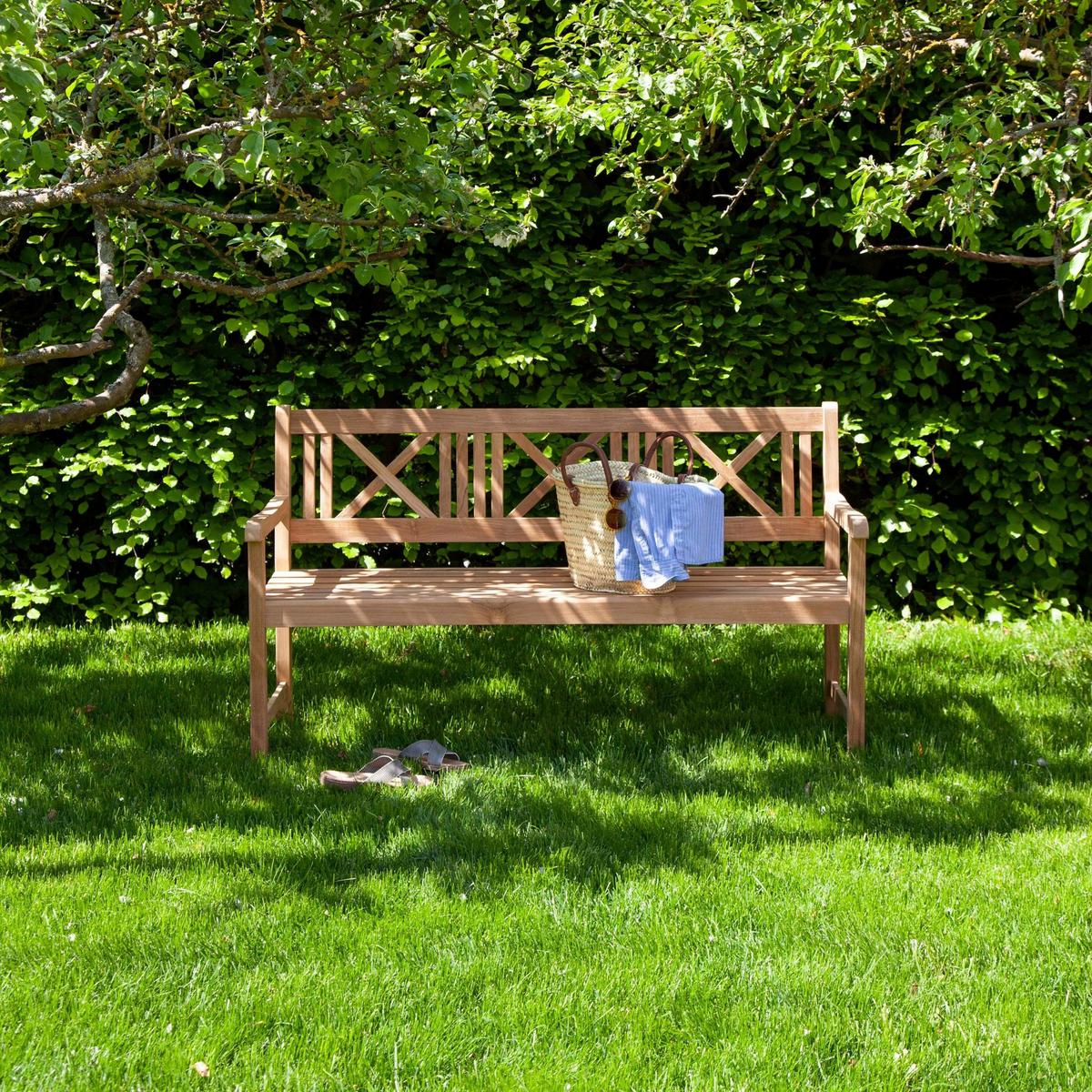 Gartenbank Holz Rosenborg Teak 3er-Sitzer - Naturfarben/Teakfarben, Natur, Holz (58/89/150cm) - Gardenson