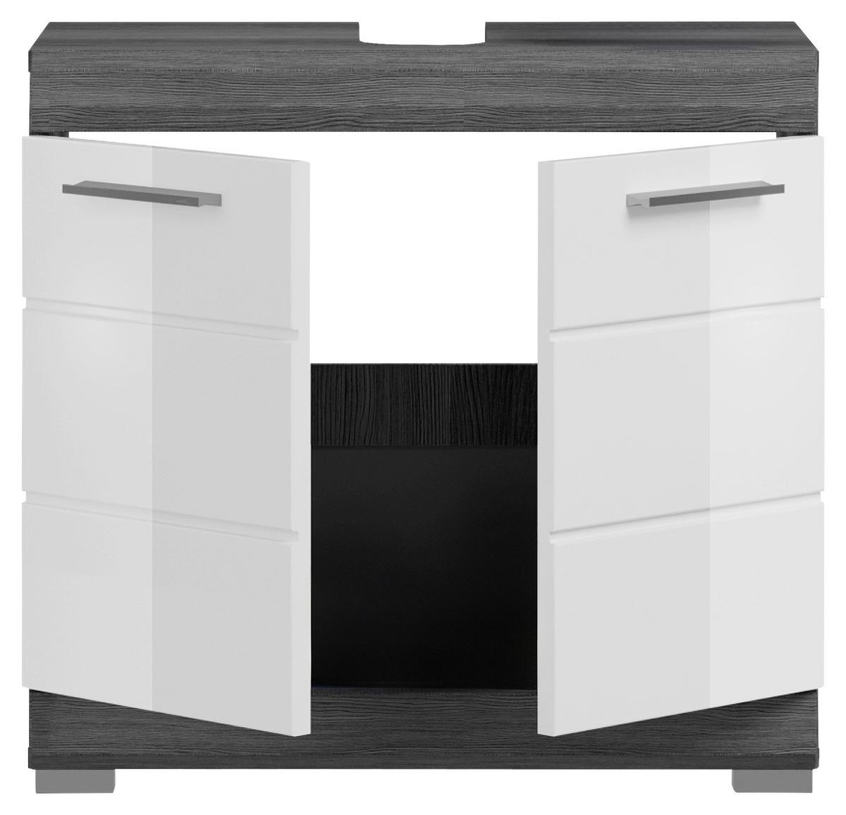 Badezimmer Scout 2-tlg. ca. 60 cm Anthrazit/Weiß - Weiß Hochglanz, MODERN, Holzwerkstoff/Kunststoff (60cm) - MID.YOU