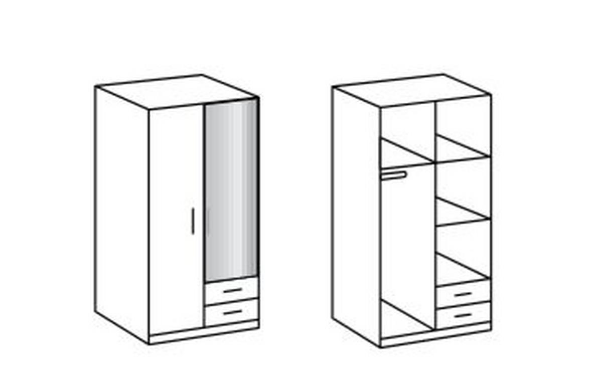 SZAFA UCHYLNA OSAKA - biały/kolor aluminiowy, Konventionell, materiał drewnopochodny/tworzywo sztuczne (90/199,5/58cm) - MID.YOU