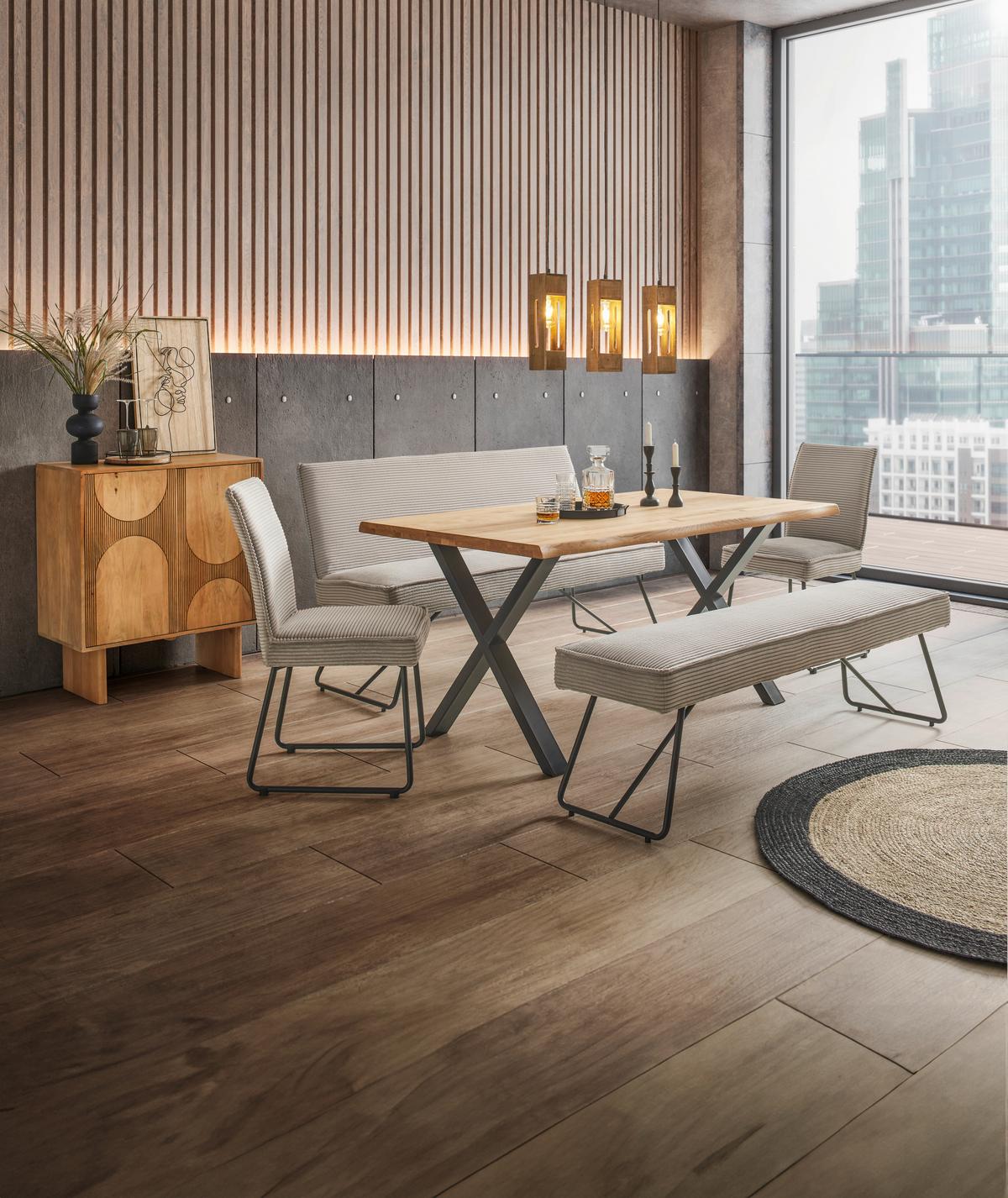 Sitzbank Cora in Grau/Schwarz - Schwarz/Grau, Modern, Textil/Metall - Mömax