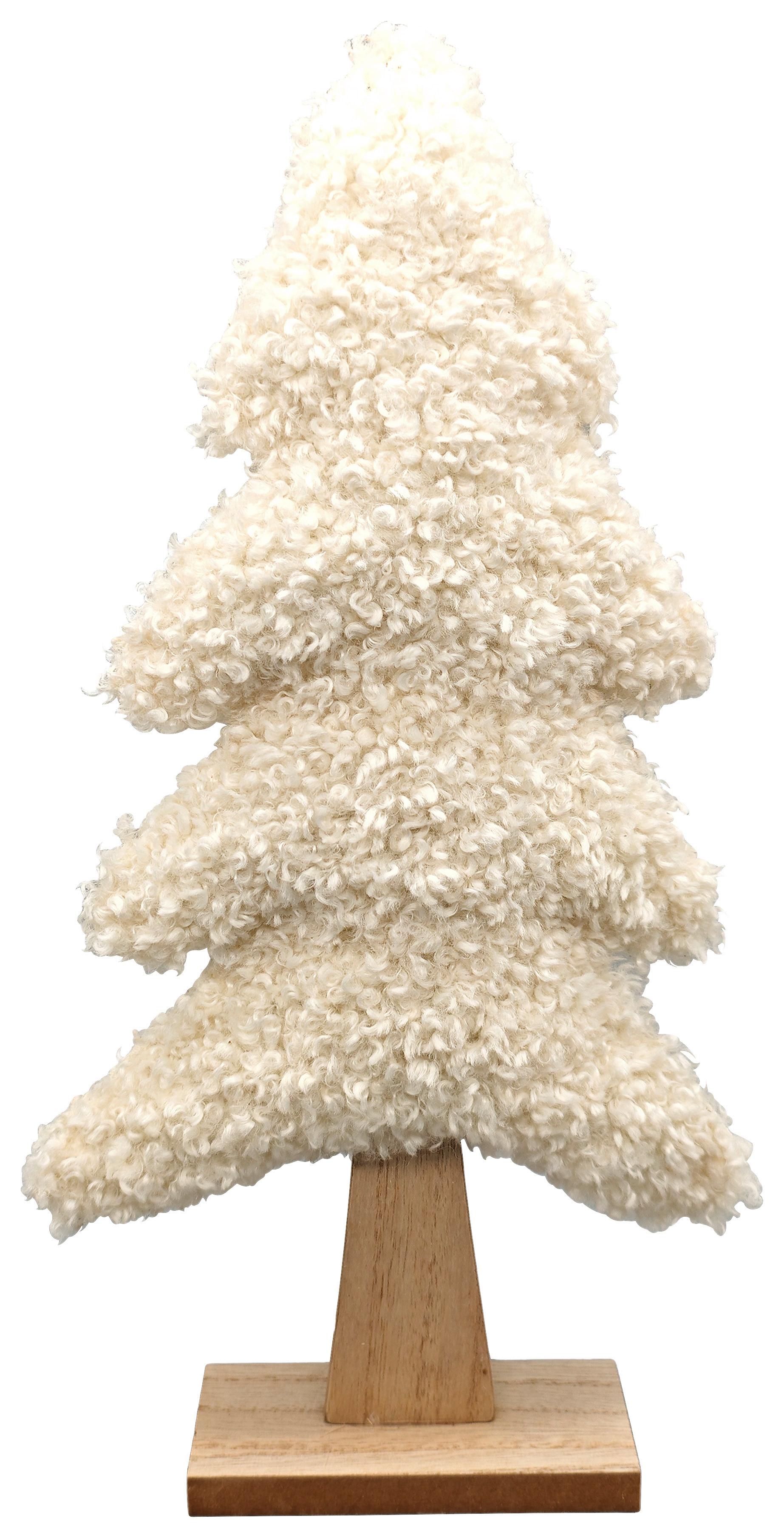 Dekobaum Amelie Weiß/Naturfarben ca. 39cm - Naturfarben/Weiß, KONVENTIONELL, Holzwerkstoff/Textil (19/39/5cm) - Mömax