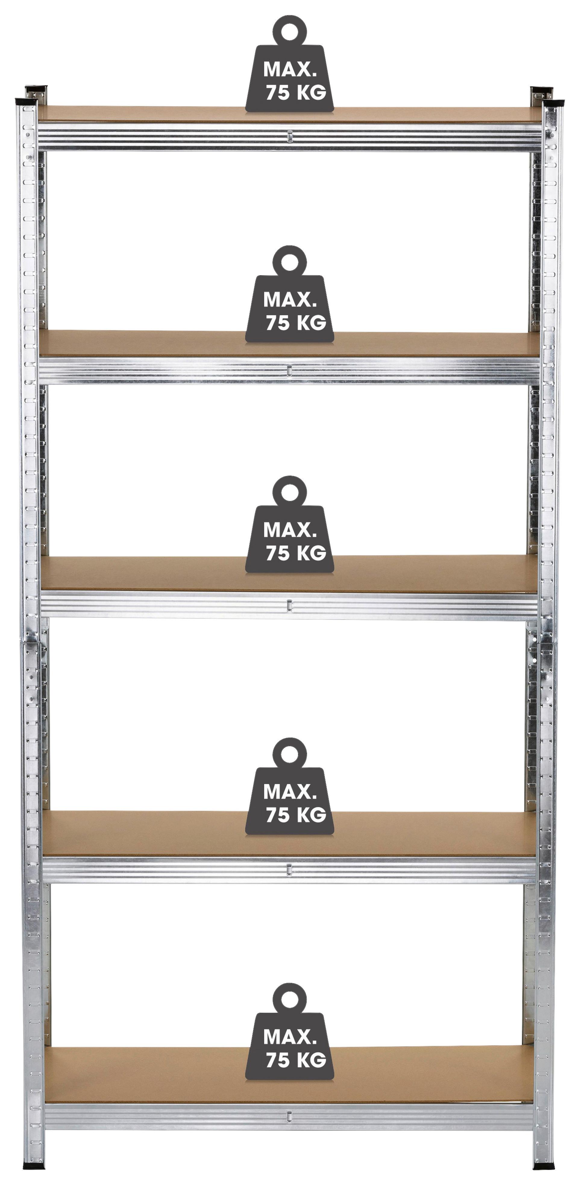 REGAŁ CIĘŻKIEGO SKŁADOWANIA JULIANA - kolor stalowy/brązowy, Basics, materiał drewnopochodny/metal (75/174/30cm)