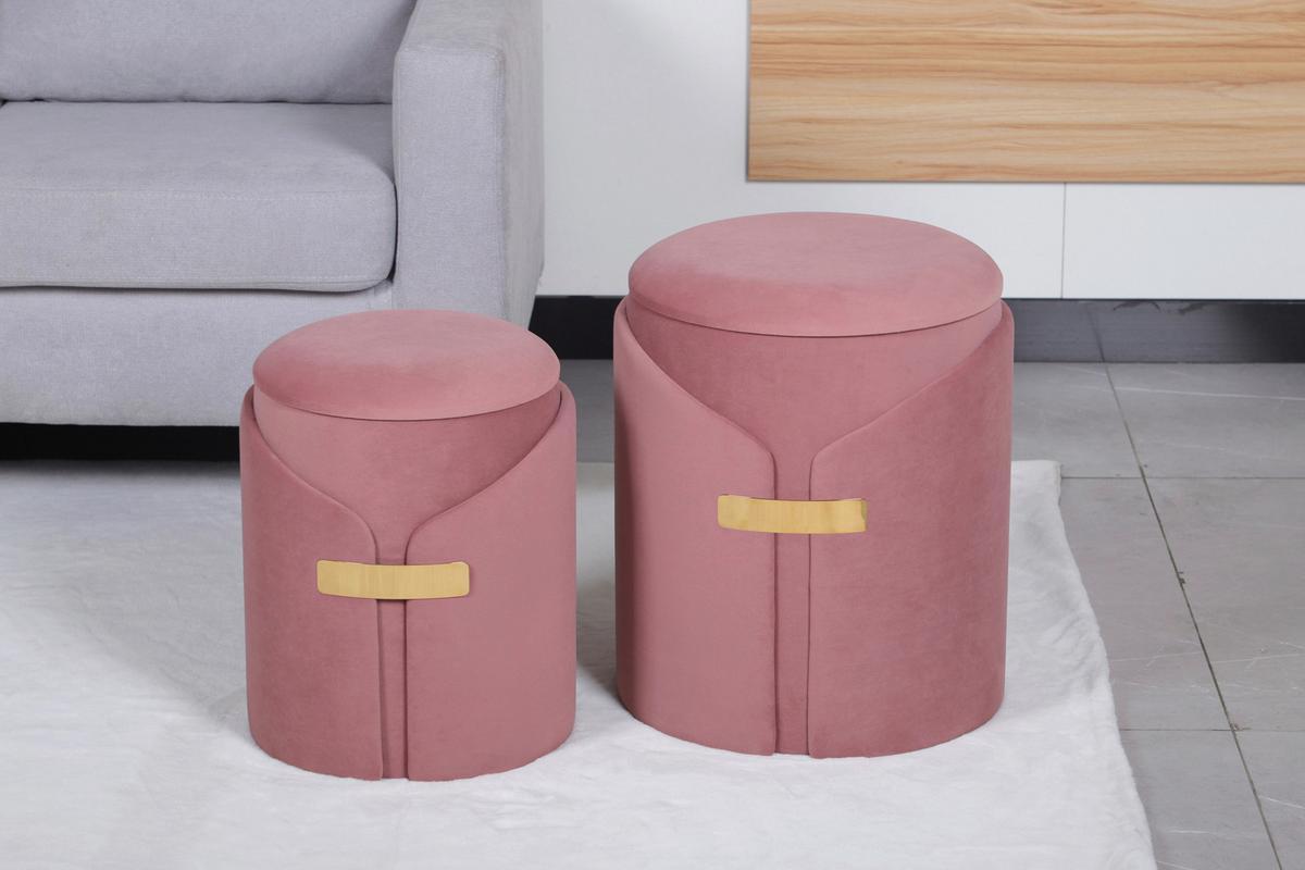 HOCKERSET FORCET 125 - Altrosa, Design, Textil (30,5+37cm) - Kayoom