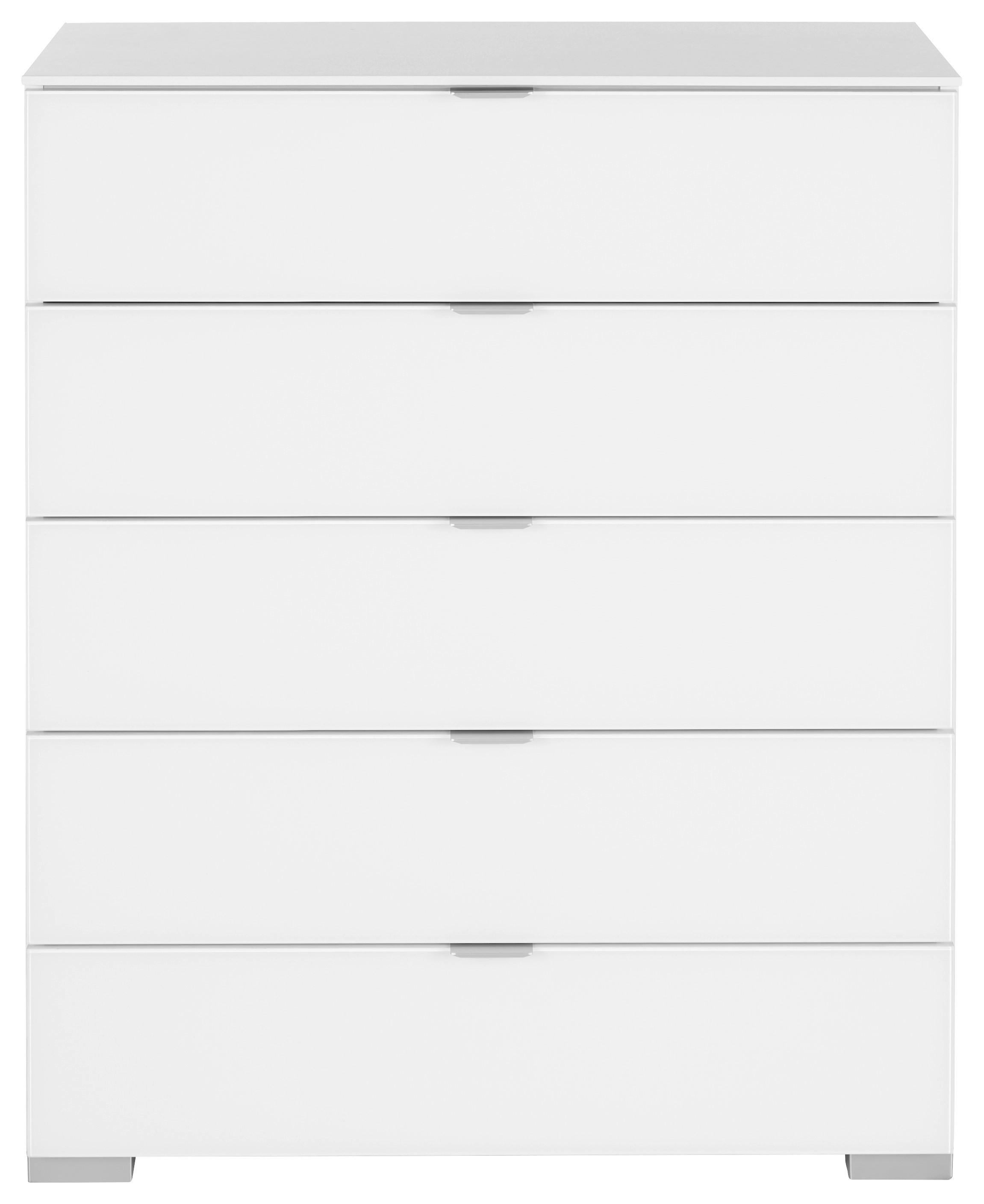 Kommode in Weiss - Weiss/Alufarben, Modern, Glas/Holzwerkstoff (80/96/40cm) - Premium Living