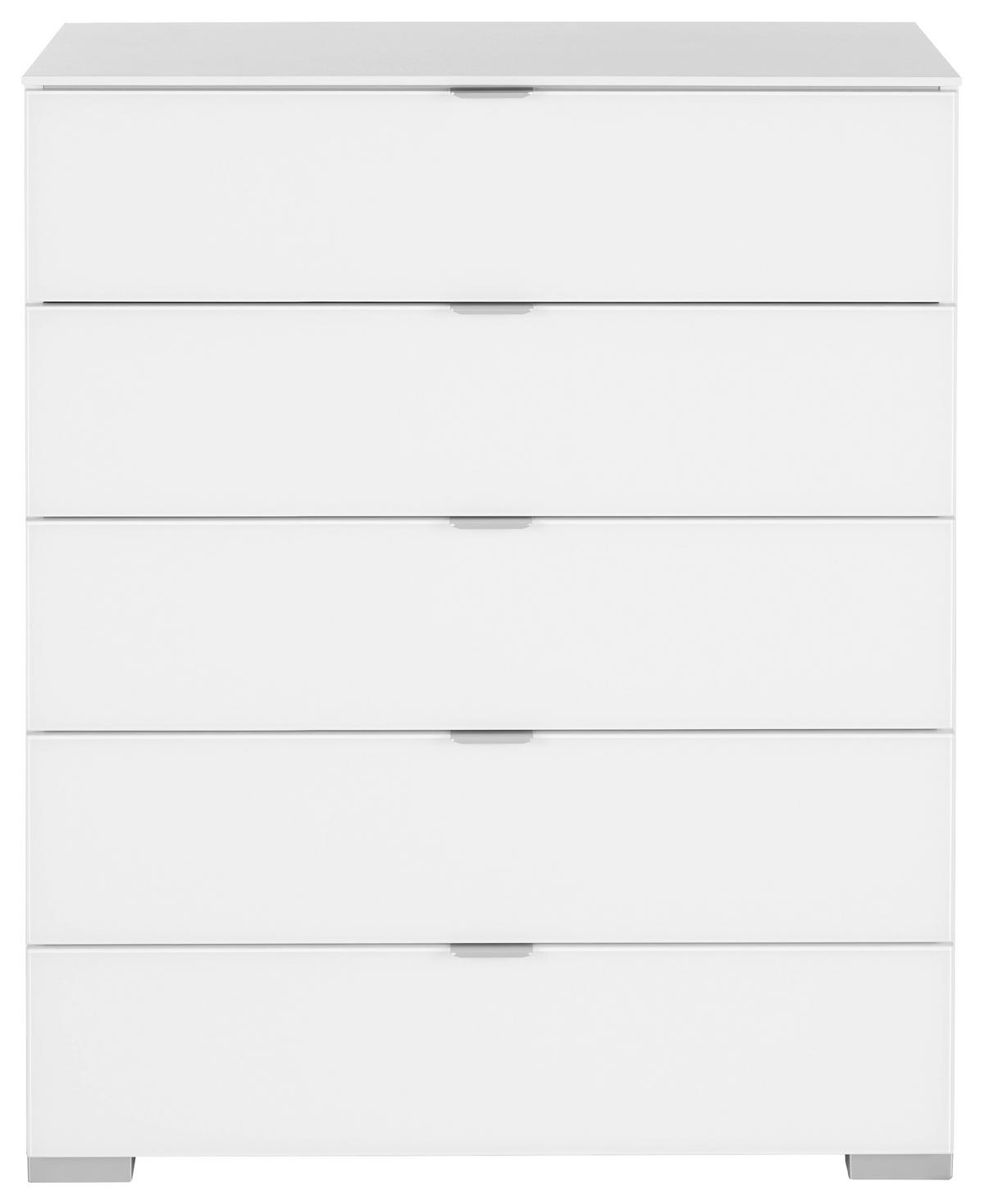 Kommode in Weiß - Alufarben/Weiß, MODERN, Glas/Holzwerkstoff (80/96/40cm) - Premium Living