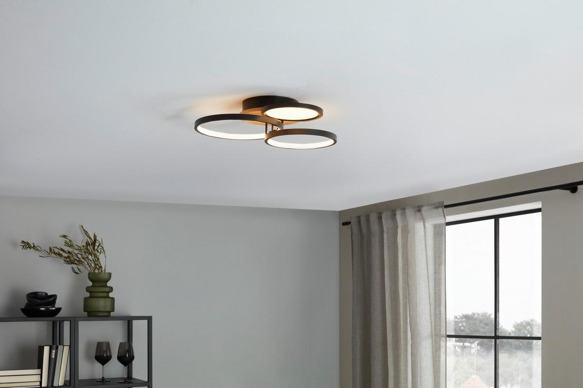 Led Mennyezeti Lámpa Sid - barna/fekete, Design, műanyag/faalapú anyag (40/38/10,5cm)