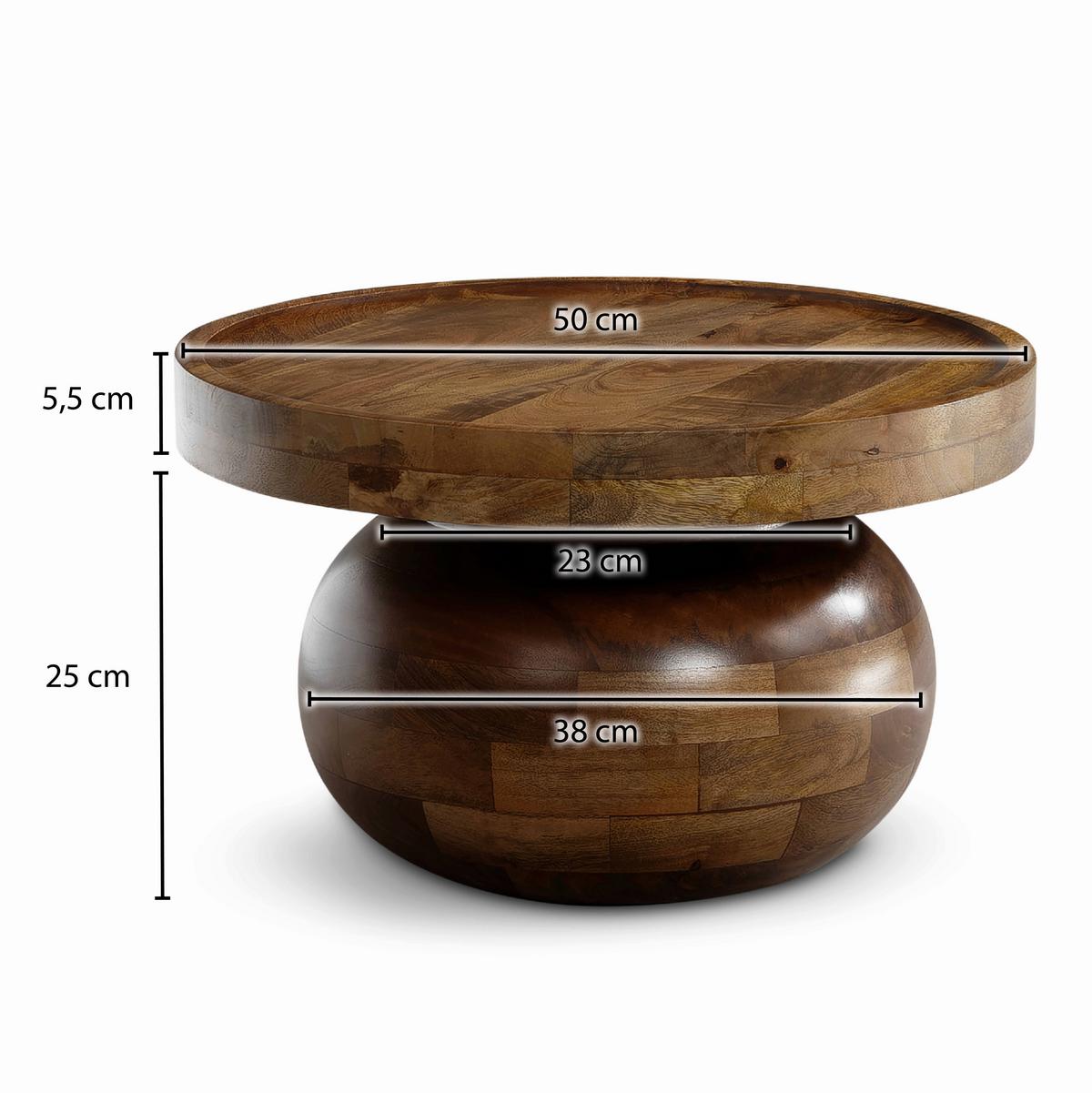 Klubska Miza Mango - rjava, Design, les (50/50/30,5cm) - MID.YOU