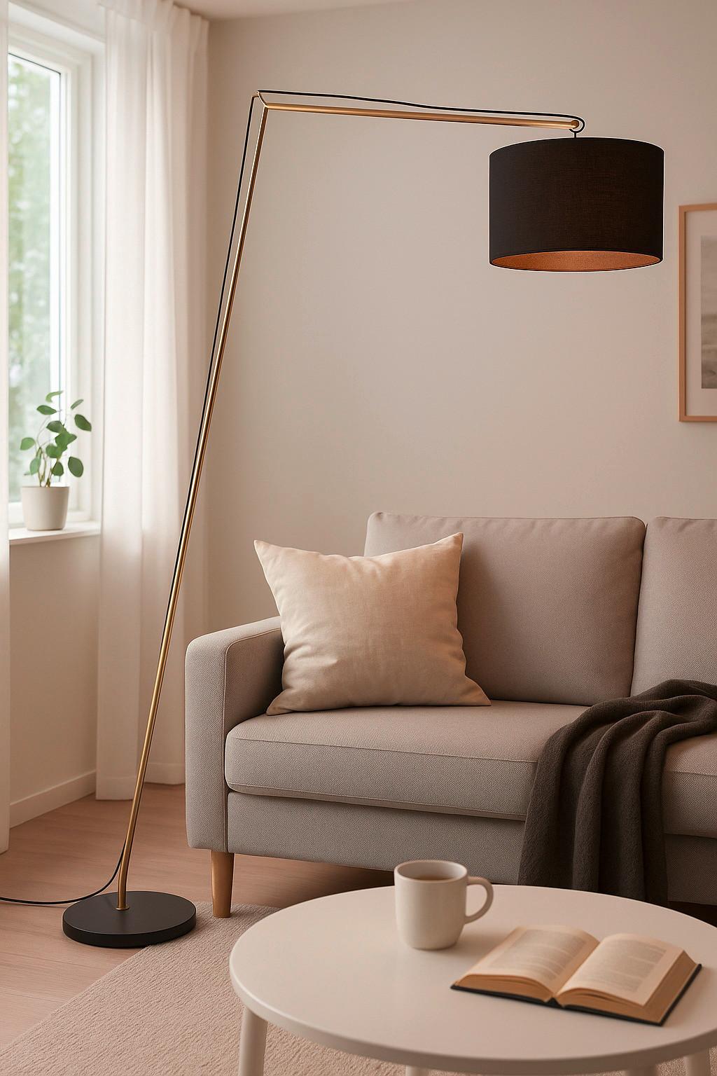 LAMPA STOJĄCA 94605L78 ANNICE STA1 - kolor mosiężny/czarny, Design, metal/tkanina (160/192,5/50cm) - Brilliant