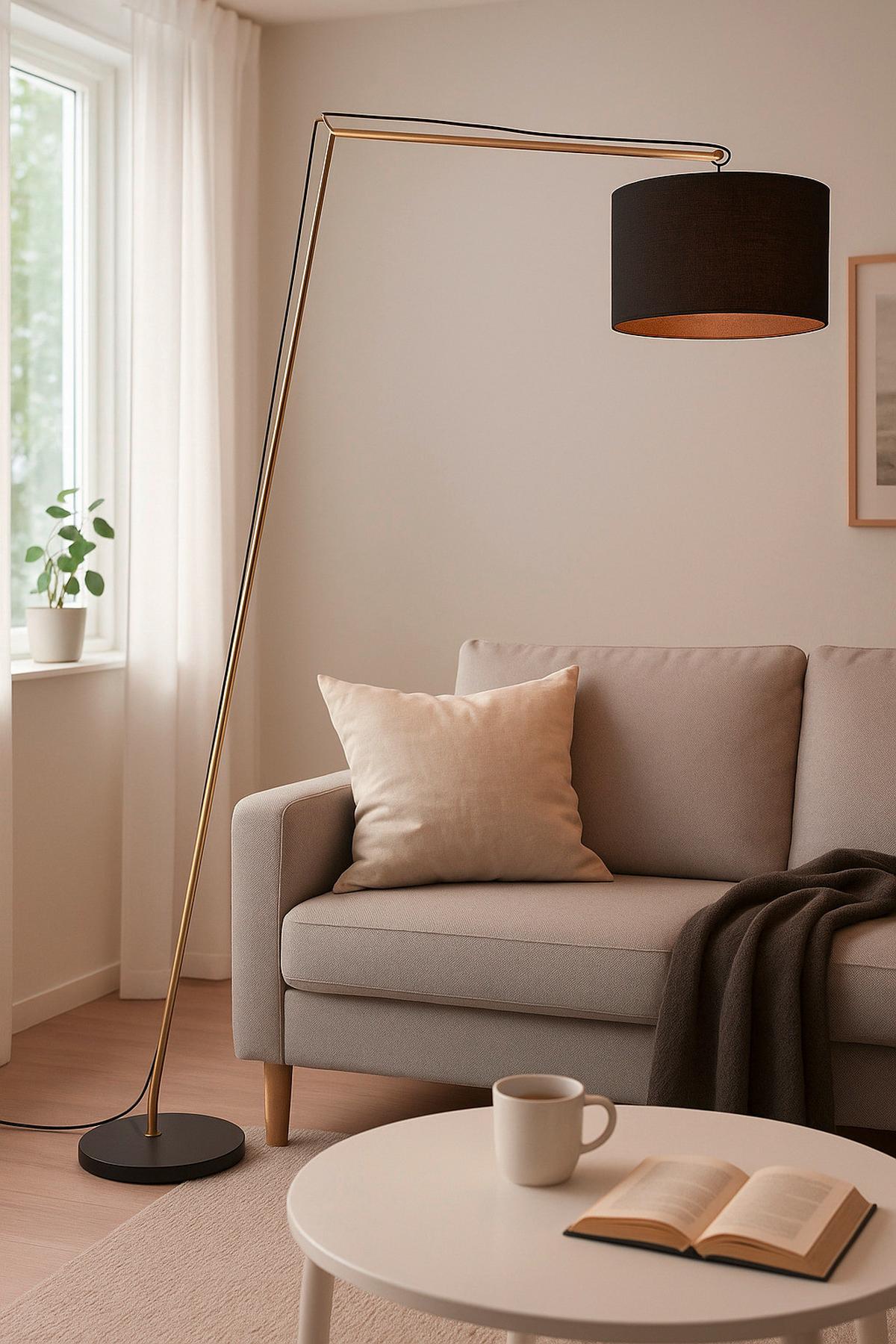 LAMPA STOJĄCA 94605L78 ANNICE STA1 - kolor mosiężny/czarny, Design, metal/tkanina (160/192,5/50cm) - Brilliant