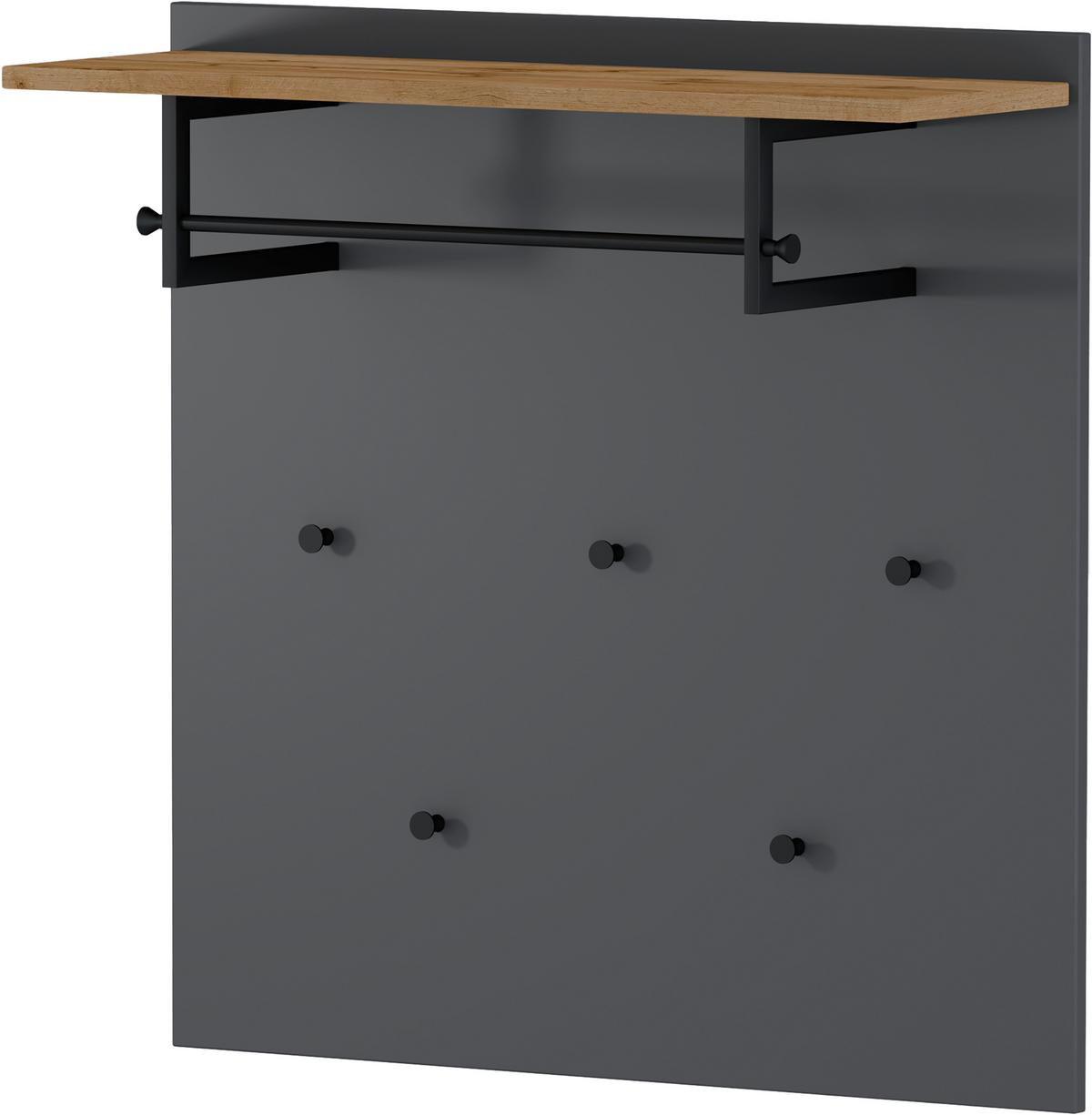 PANEL DO PRZEDPOKOJU MOON - kolor dębowy/antracytowy, Design, materiał drewnopochodny/metal (88/88/29cm) - Dieter Knoll