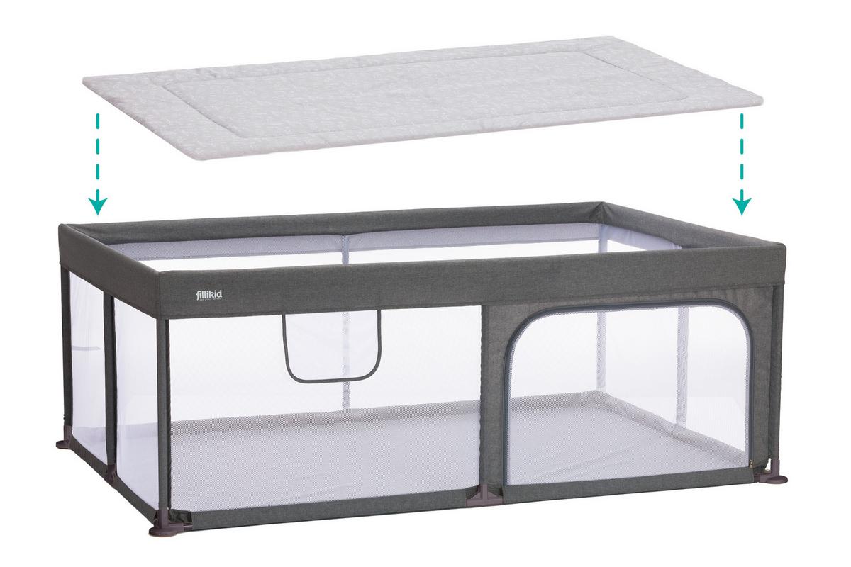 MATA DO KOJCA NA KÓŁKACH SAFARI - jasnoszary, Basics, tkanina (120/180cm) - Fillikid