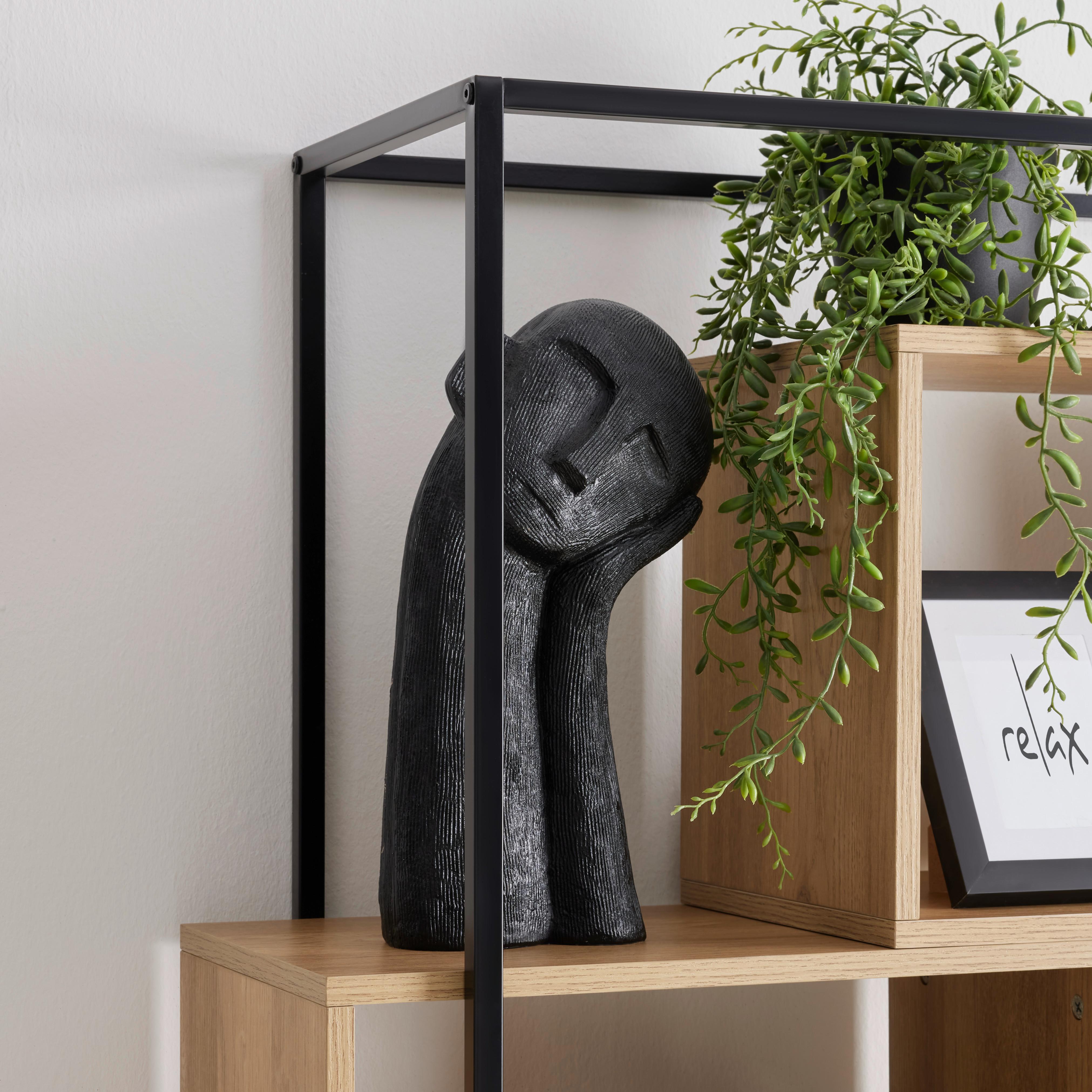 HYLLA ADRIAN -EXKLUSIV- - svart/naturfärgad, Modern, metall/trämaterial (80/160/33,2cm) - Mömax