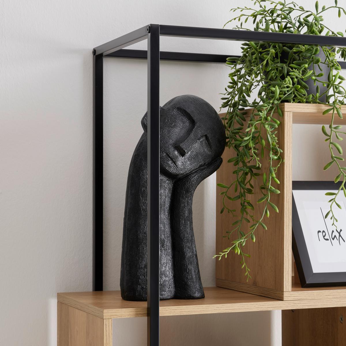 Regal Adrian Naturfarben/Schwarz - Schwarz/Naturfarben, MODERN, Holzwerkstoff/Metall (80/160/33,2cm) - Mömax