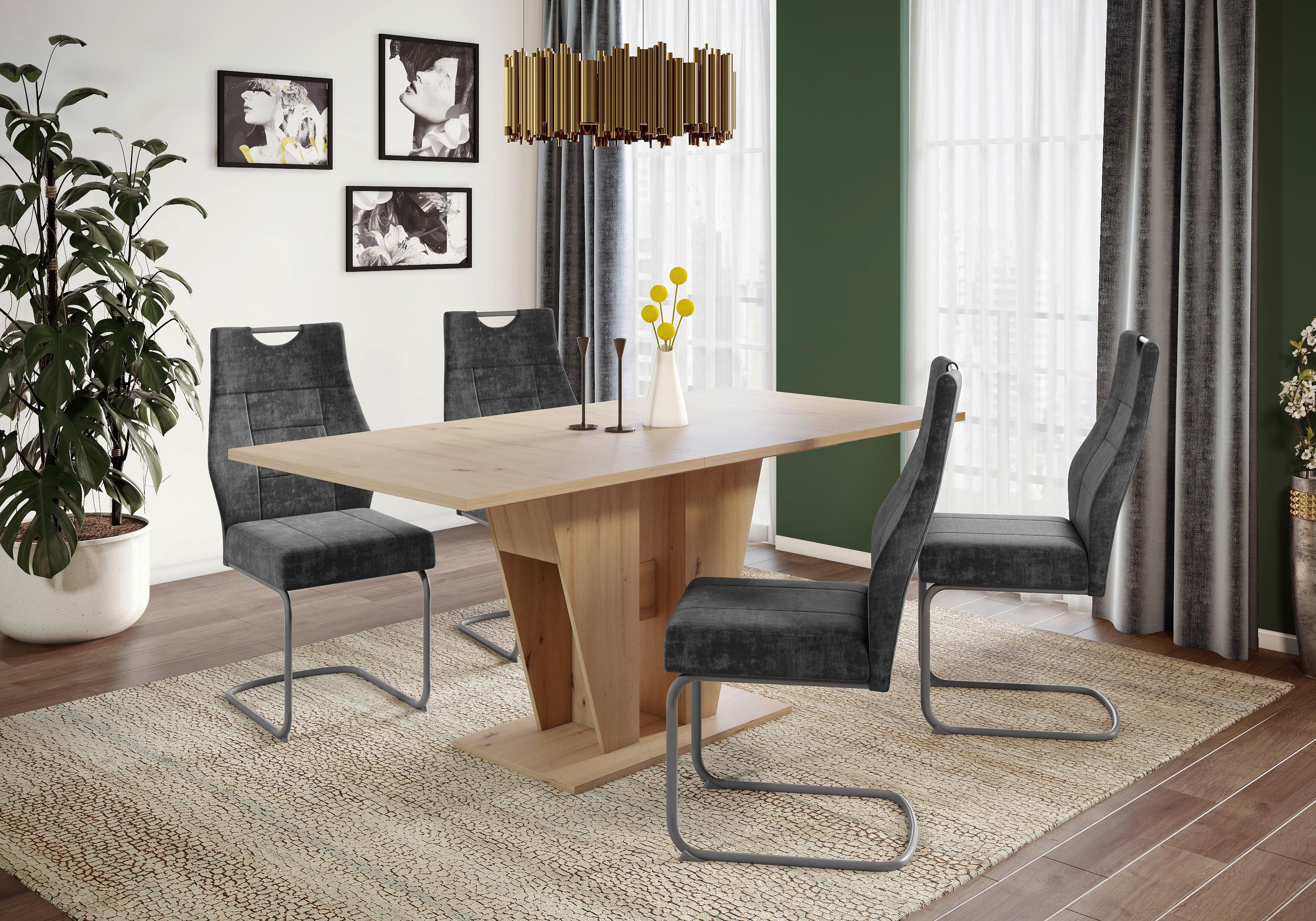 Schwingstuhl-Set Anthrazit - Anthrazit/Grau, MODERN, Textil/Metall (47/99/61cm) - MID.YOU