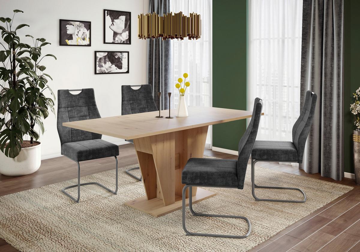 Schwingstuhl-Set Anthrazit - Anthrazit/Grau, MODERN, Textil/Metall (47/99/61cm) - MID.YOU
