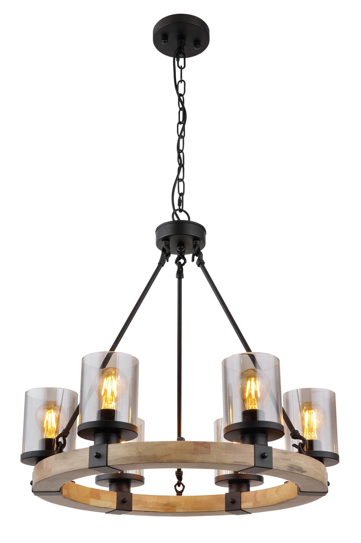 Viseča Svetilka 15555-6h - siva/črna, Natur, kovina/umetna masa (59/98cm) - Globo