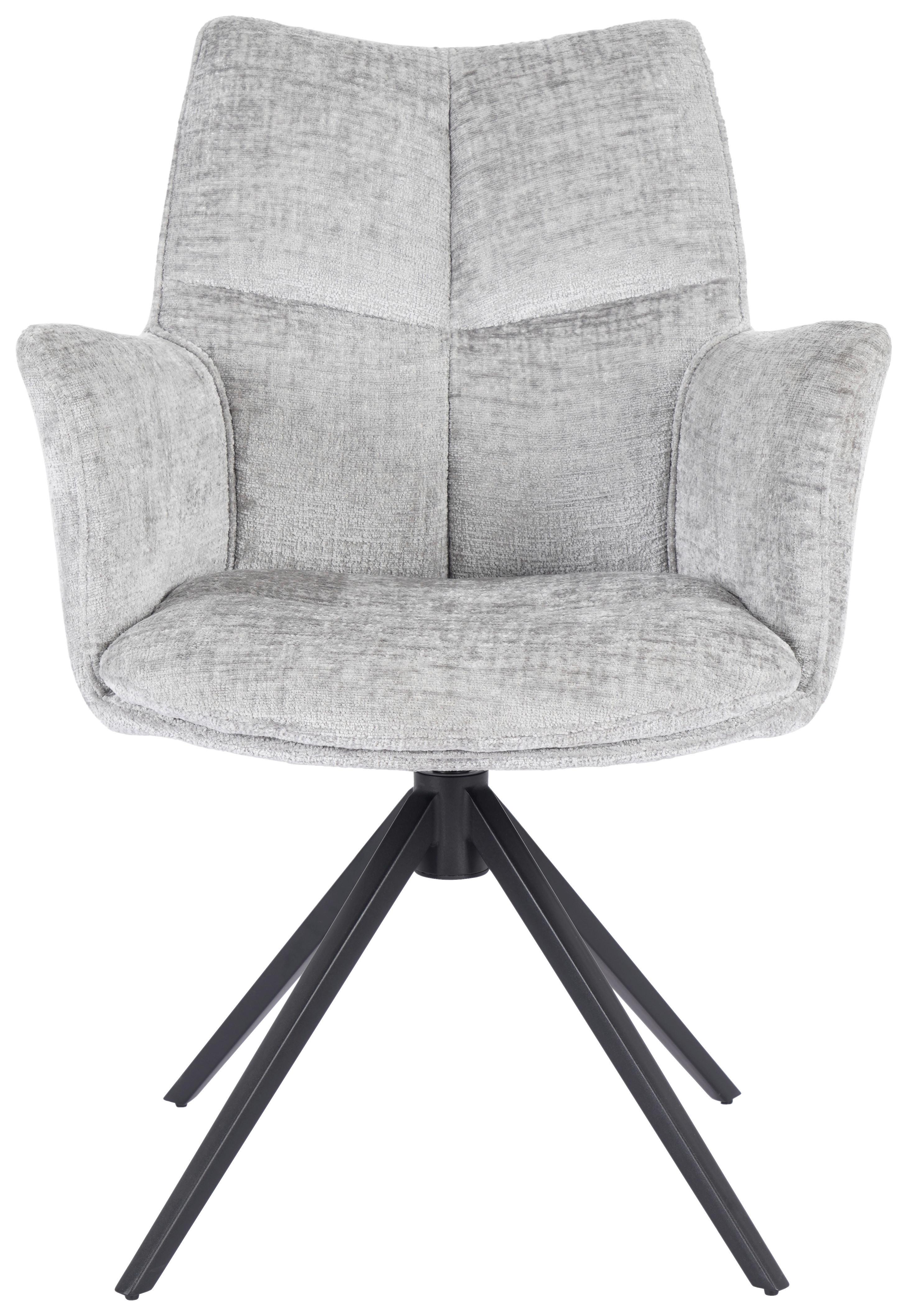 Scaun cu brate LUCIA - negru/gri, Lifestyle, metal/textil (62/90/64cm) - Premium Living