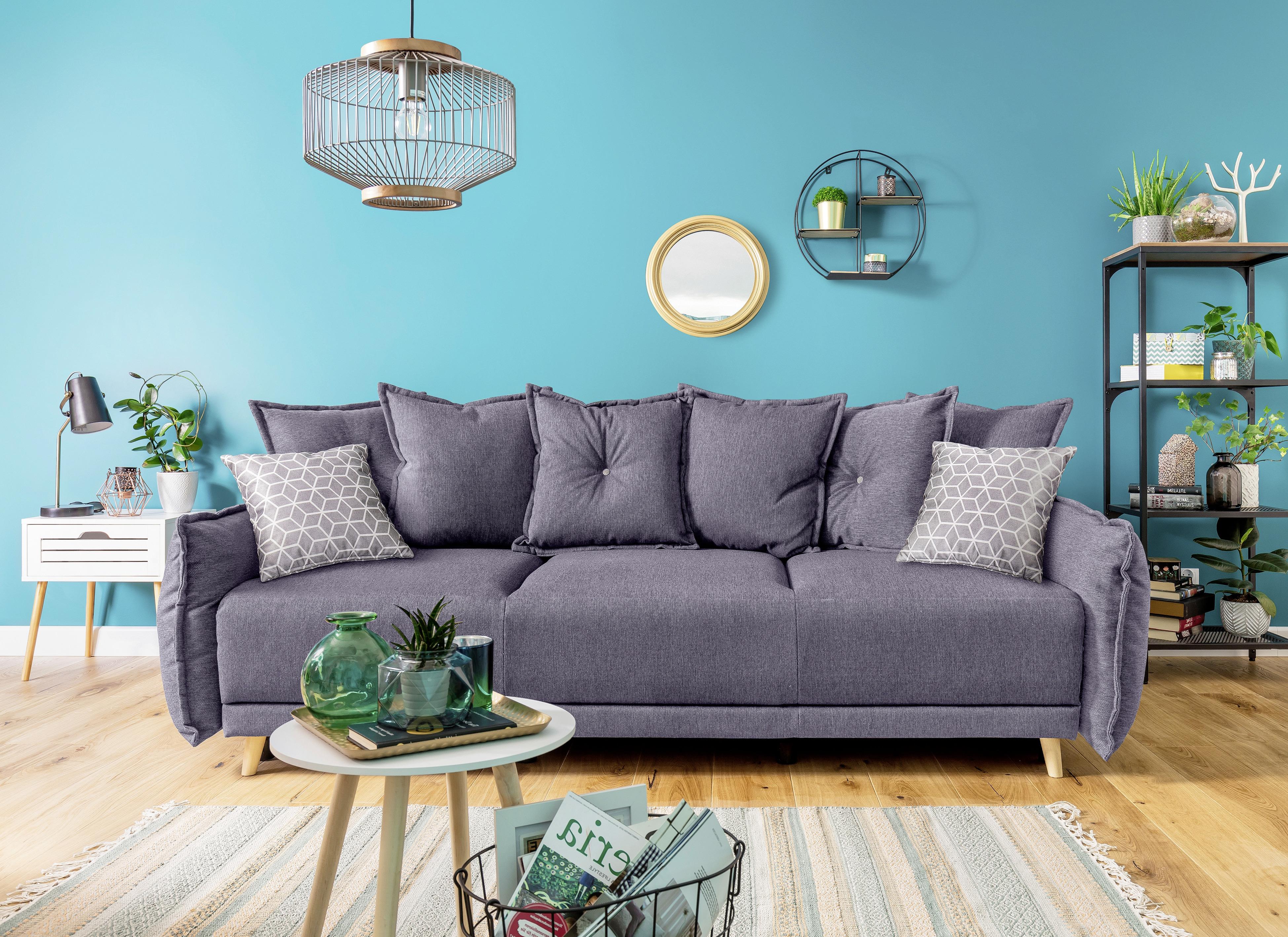 Schlafsofa Lazy Lukka Hellgrau - Hellgrau/Kieferfarben, Basics, Holz/Textil (230/80/100cm) - MID.YOU