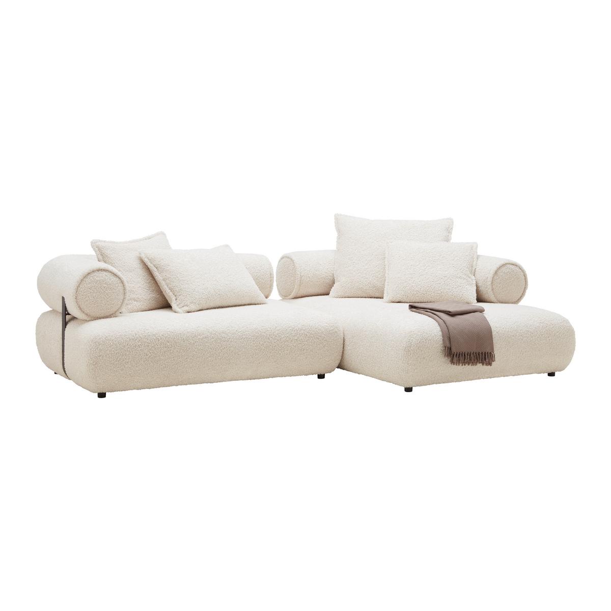 Wohnlandschaft Casimir in Weiss - Creme/Schwarz, LIFESTYLE, Kunststoff/Textil (310/180cm) - Premium Living