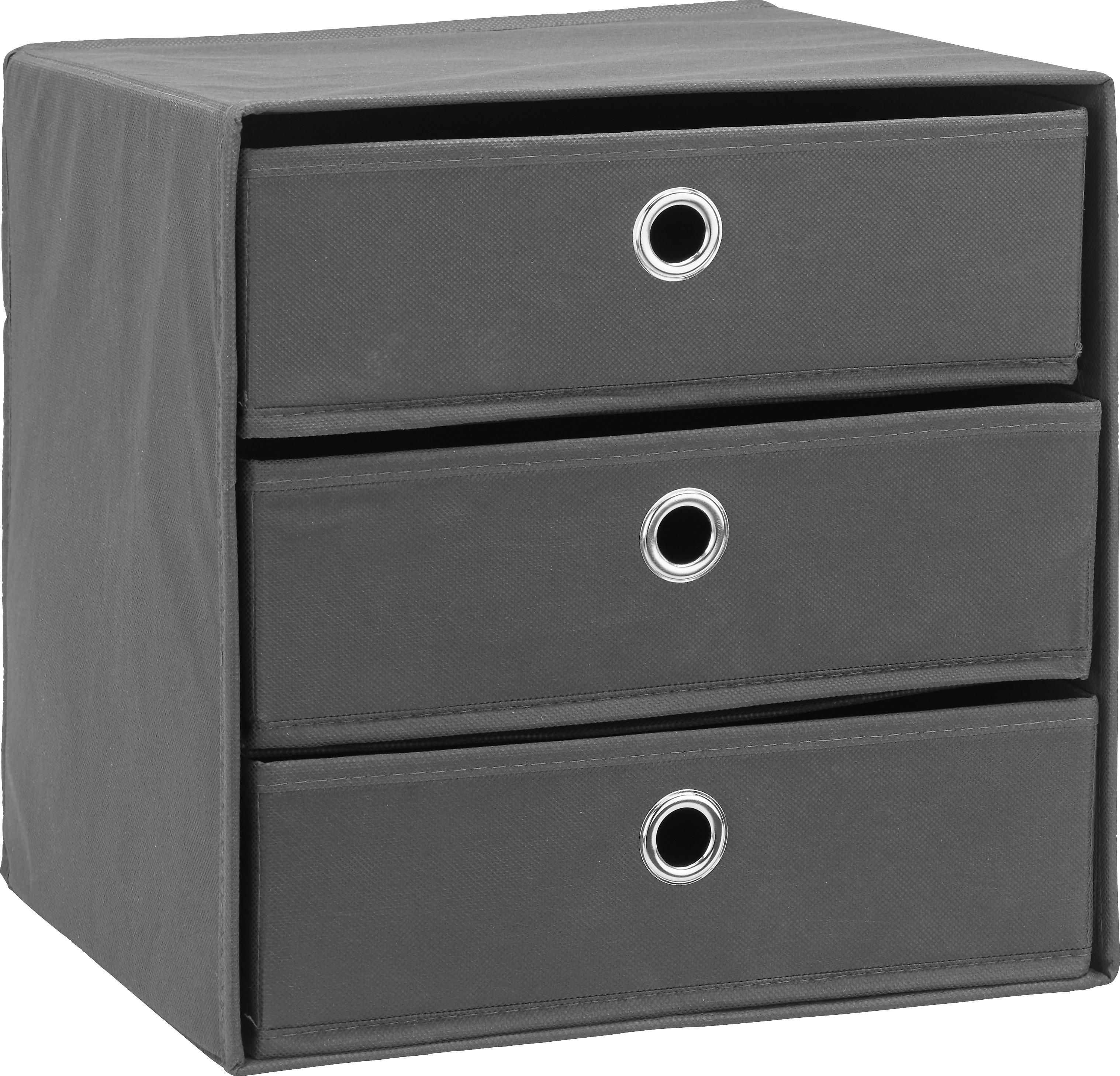 Schubladenbox Mona ca. 32x31,5cm - Anthrazit, MODERN, Karton/Textil (32/31,5/32cm) - Modern Living
