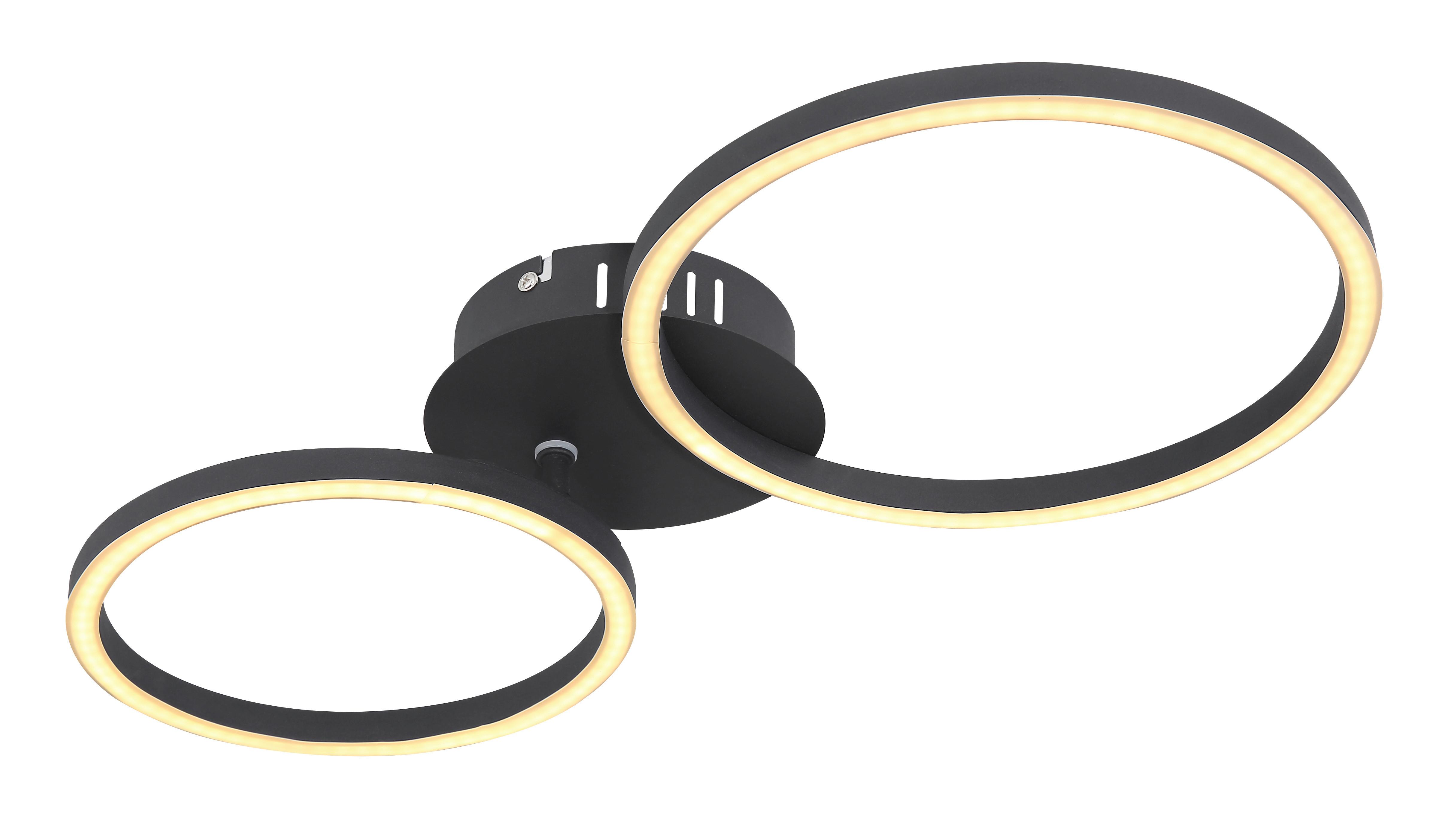 LED-Deckenleuchte Kendy max. 24 Watt - Opal/Schwarz, Basics, Kunststoff/Metall (49/25/7,2cm) - Globo