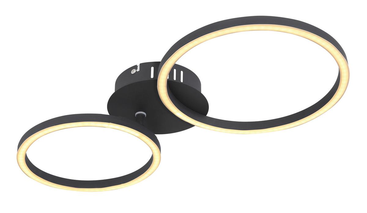 LED-Deckenleuchte Kendy max. 24 Watt - Opal/Schwarz, Basics, Kunststoff/Metall (49/25/7,2cm) - Globo