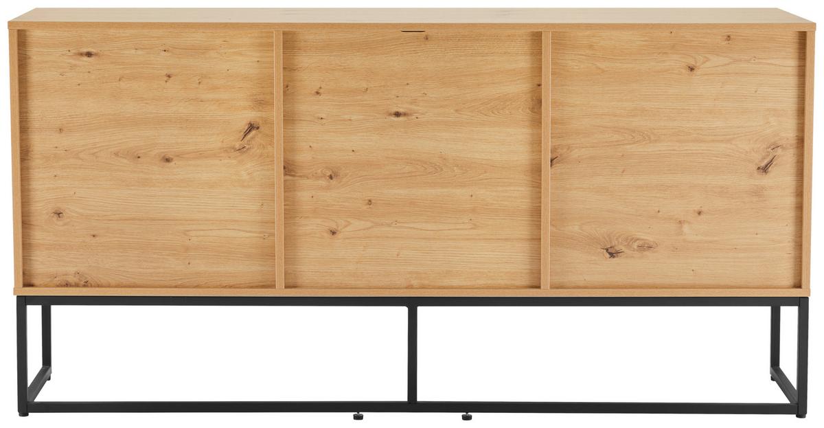 KOMODA SZEROKA BUENO - czarny/dąb artisan, Modern, materiał drewnopochodny/metal (160/80/40cm) - Xora