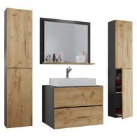 Badezimmer Lendas 5-tlg. ca. 147 cm Honigeiche/Anthr. - Honigeiche/Anthrazit, MODERN, Keramik/Holzwerkstoff (147cm) - MID.YOU