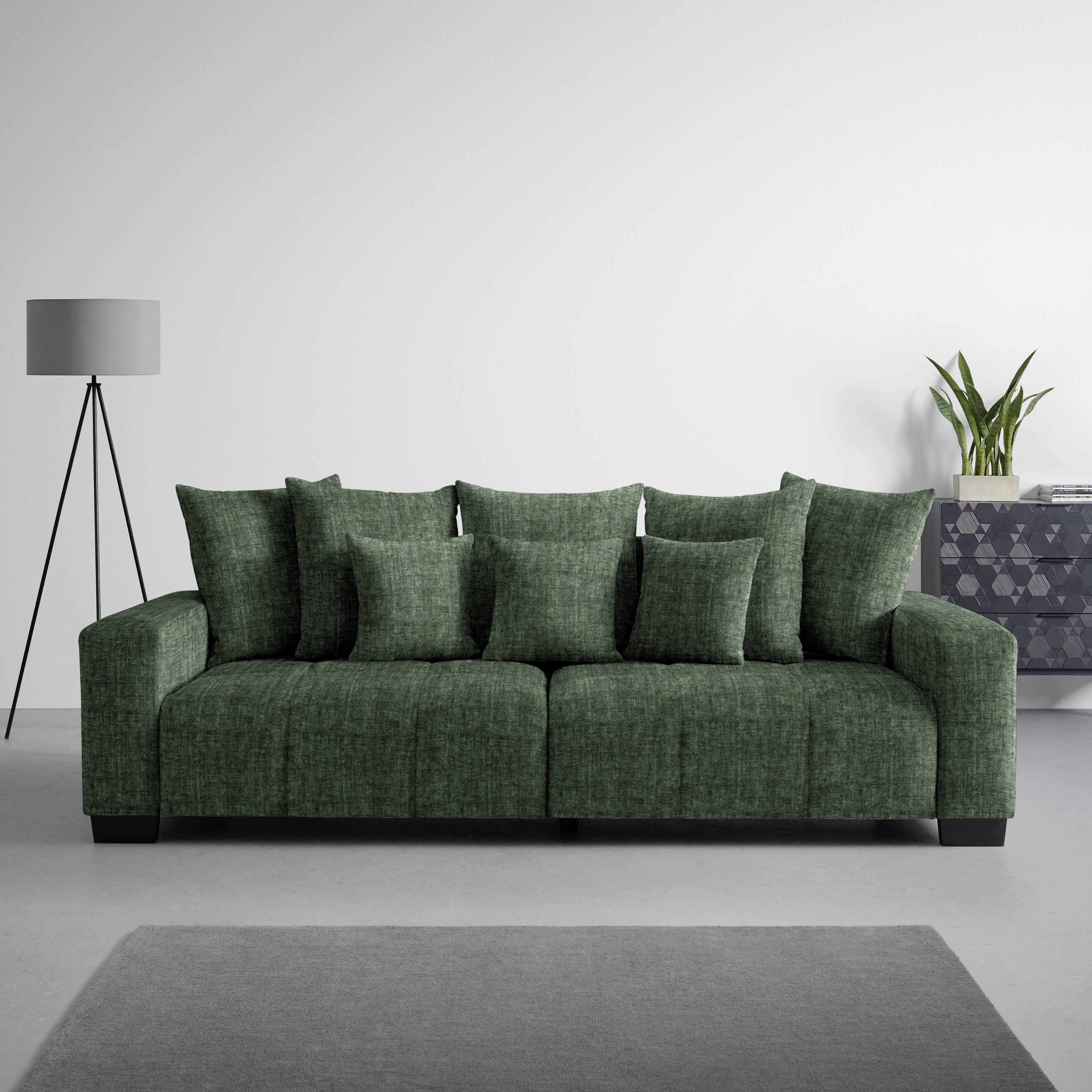Bigsofa Matteo Dunkelgrün - Dunkelgrün/Schwarz, MODERN, Holz (246/93/124cm) - Based
