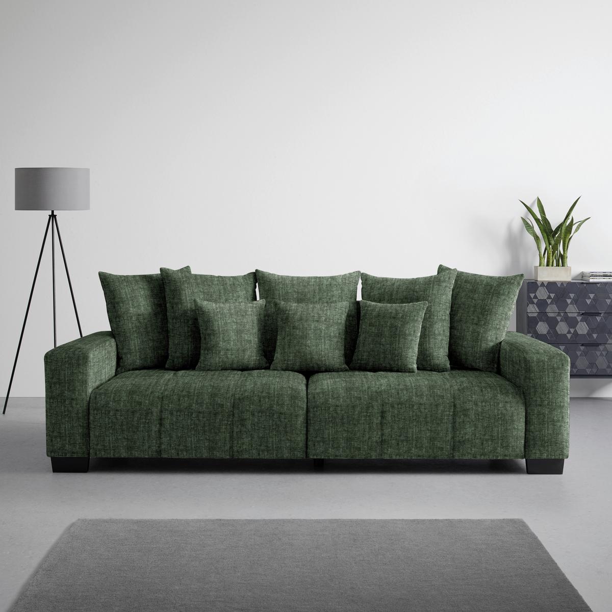 Bigsofa Matteo Dunkelgrün - Dunkelgrün/Schwarz, MODERN, Holz (246/93/124cm) - Based