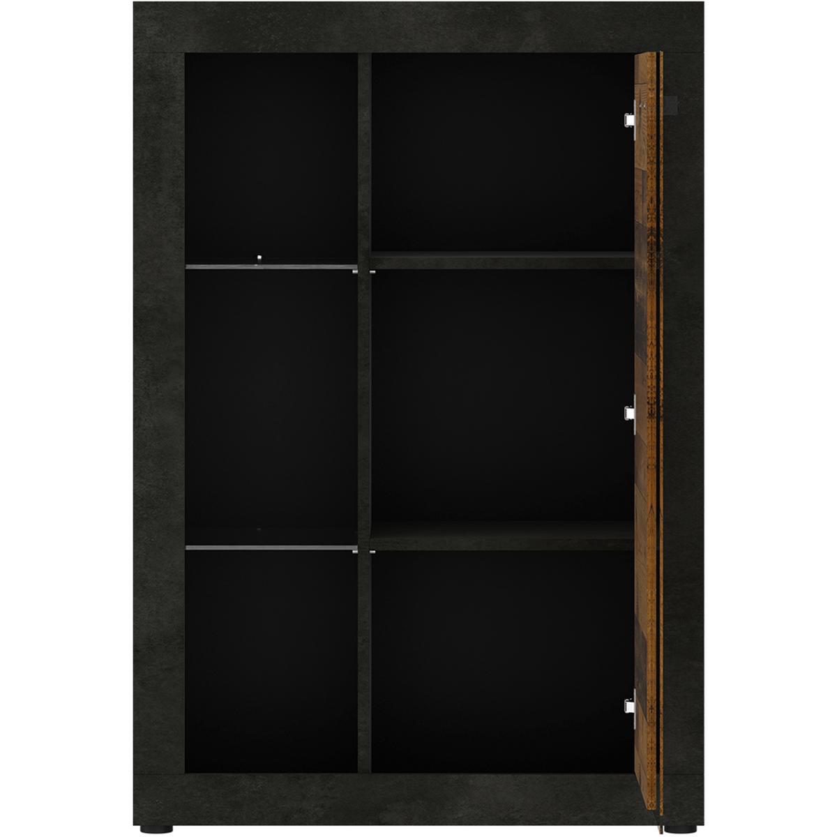 Vitrină KASSEL - culoare lemn stejar, Romantik / Landhaus, sticlă/material pe bază de lemn (78/114/35cm) - Modern Living