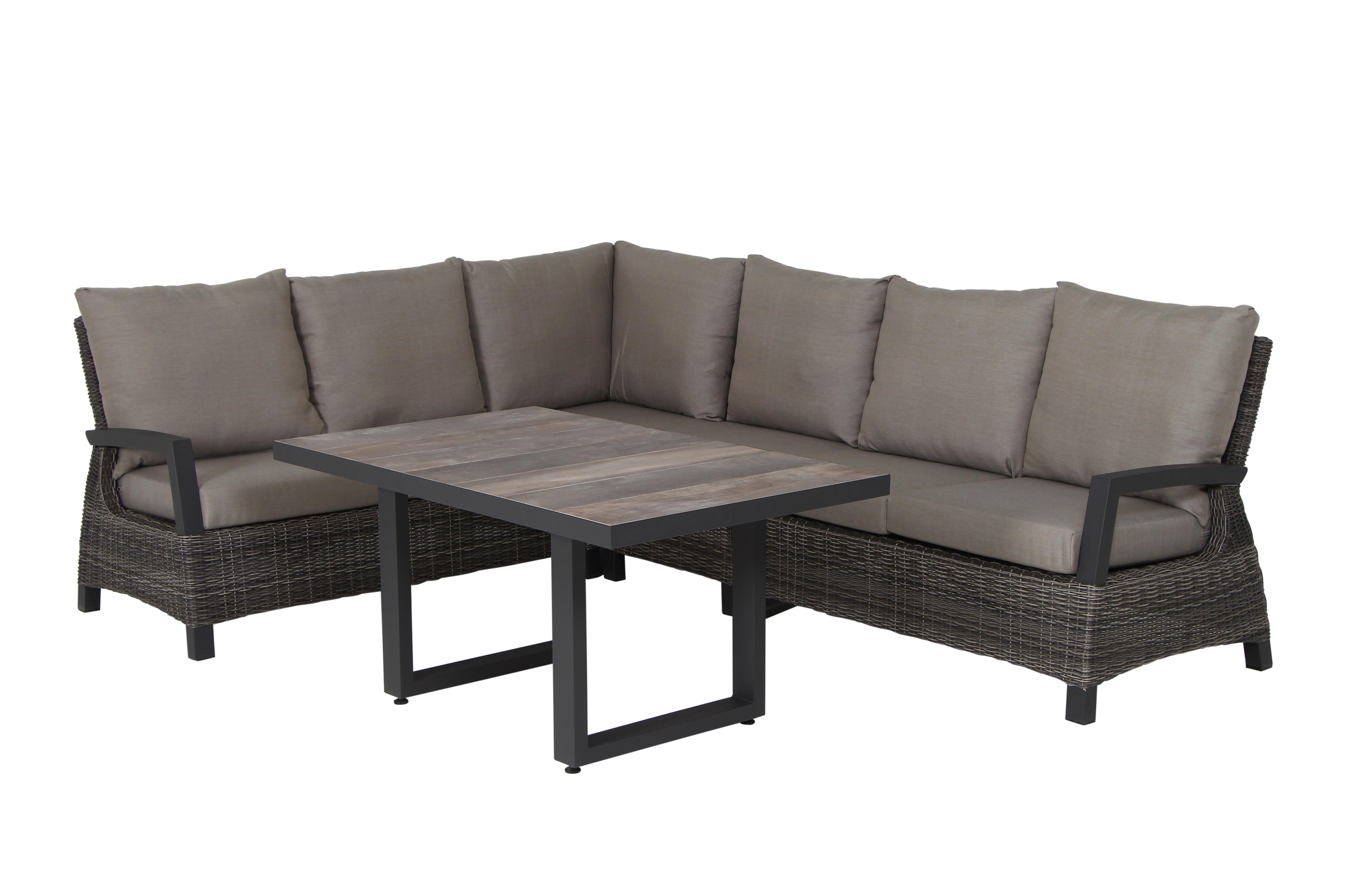 Loungegarnitur Corido Grau - Grau, Basics, Keramik/Kunststoff (302/88/219cm) - Siena Garden