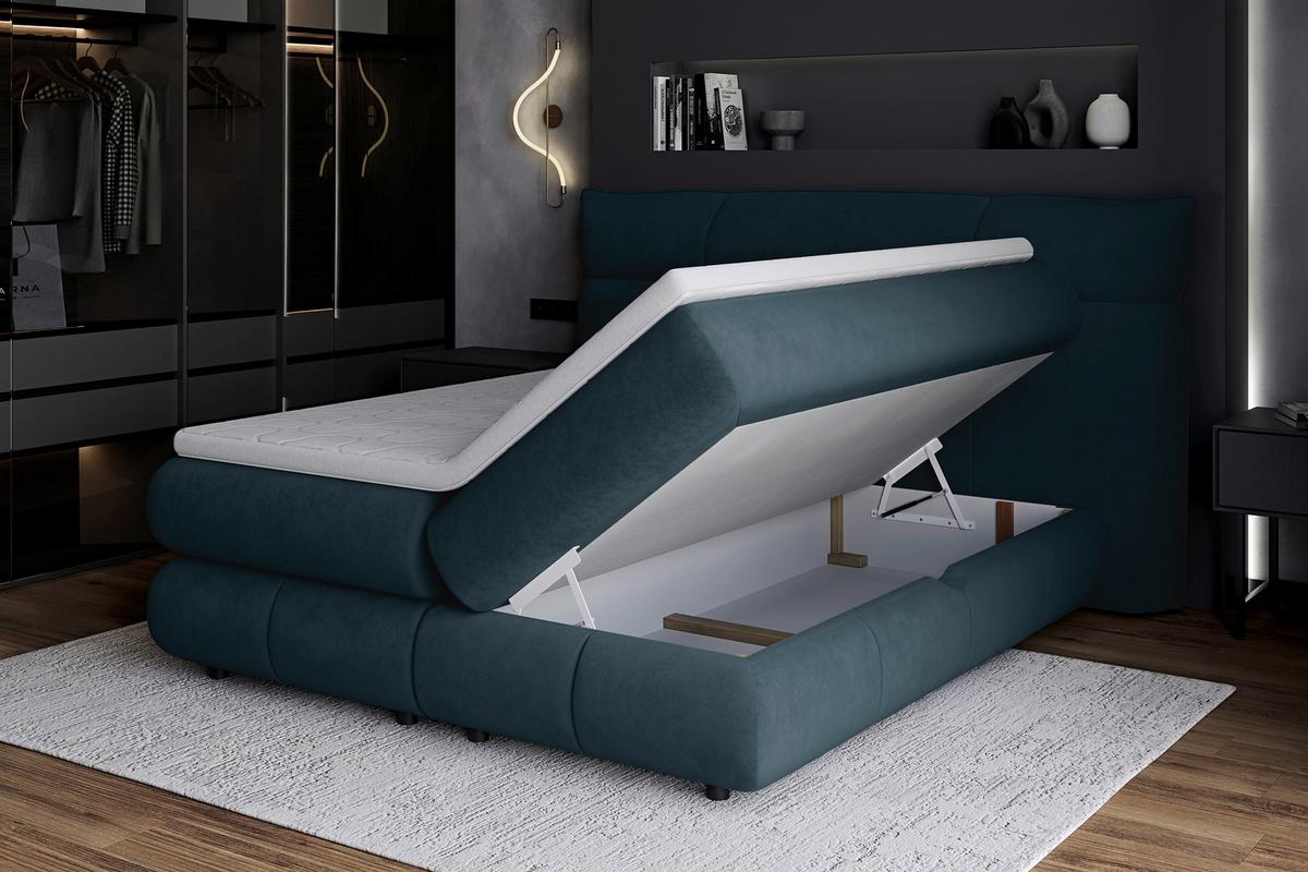 Boxspring Krevet Carmelo - zelena/crna, Trend, tekstil/plastika (160/200cm) - Premium Living